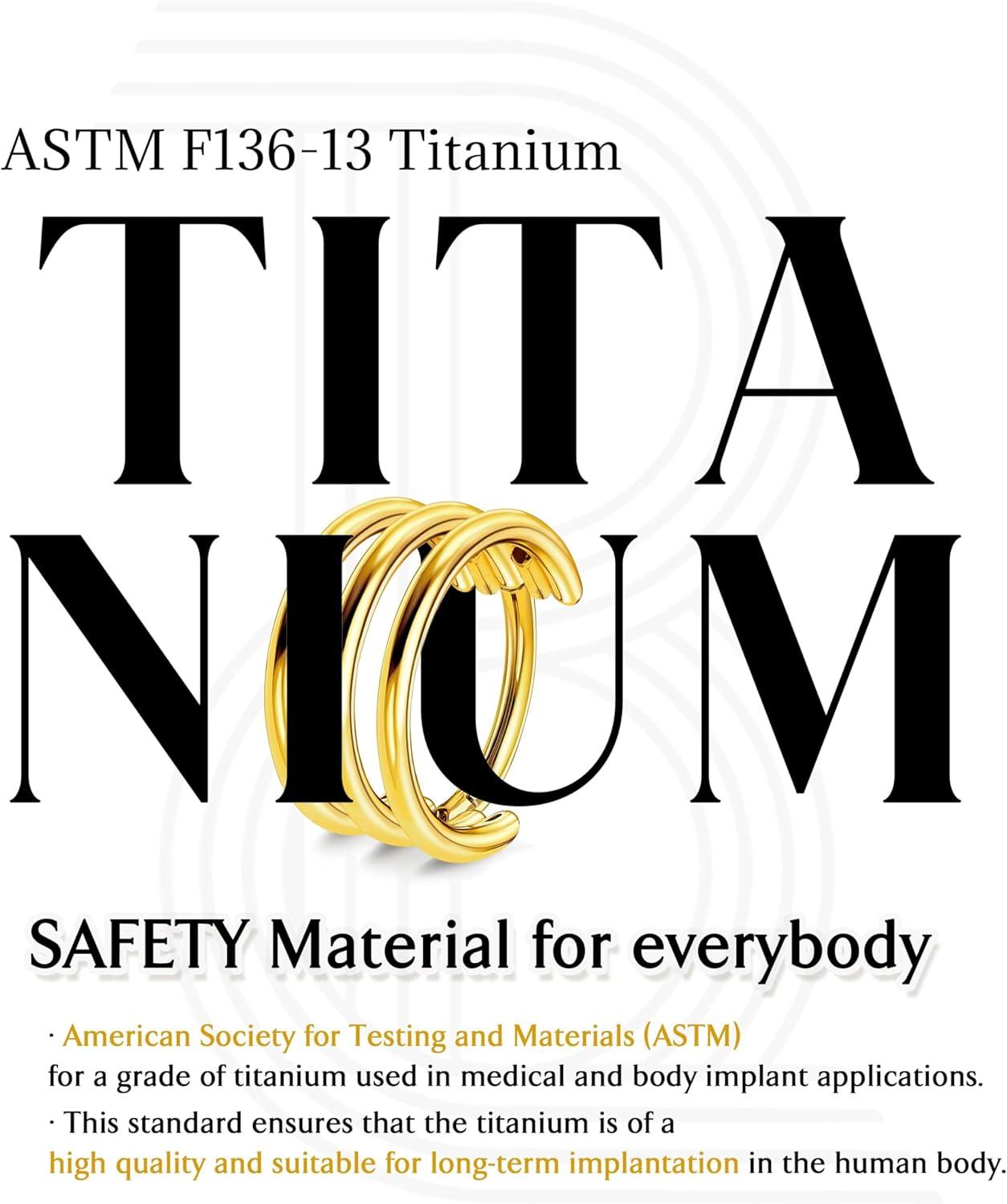 imageBodyBonita G23 Titanium Cartilage Earring Hoop Stacked Clicker 16G CZ DoubleTriple Septum Rings Conch Piercing Jewelry Tragus Daith Helix Nose Rings Hoops for Women SilverGold Plated 8mm 10mm 12mmTriple Layers 16G Gold