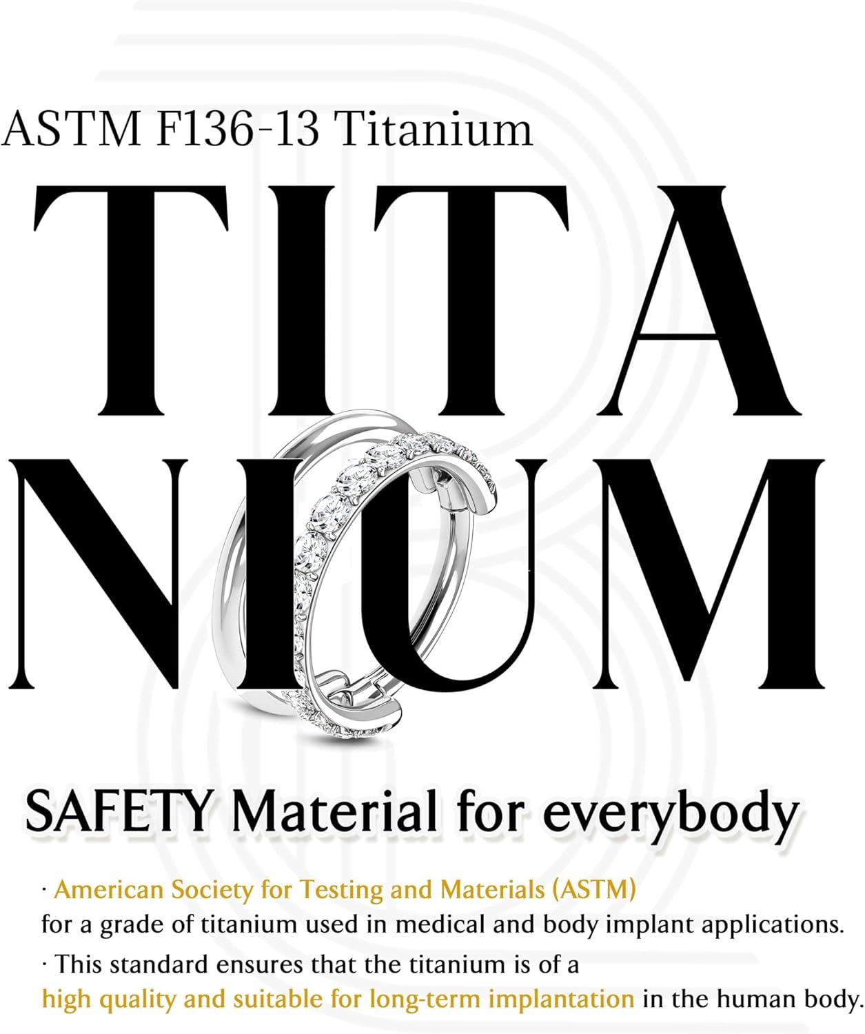 imageBodyBonita G23 Titanium Cartilage Earring Hoop Stacked Clicker 16G CZ DoubleTriple Septum Rings Conch Piercing Jewelry Tragus Daith Helix Nose Rings Hoops for Women SilverGold Plated 8mm 10mm 12mmDouble Layers CZ 16G Silver