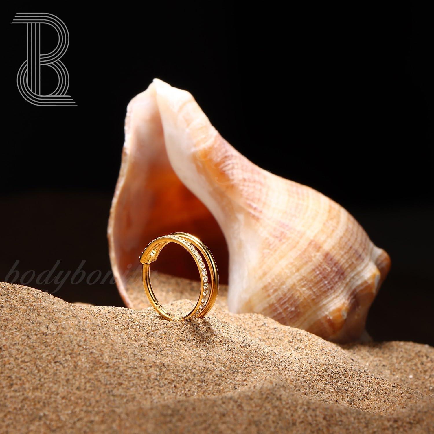 imageBodyBonita G23 Titanium Cartilage Earring Hoop Stacked Clicker 16G CZ DoubleTriple Septum Rings Conch Piercing Jewelry Tragus Daith Helix Nose Rings Hoops for Women SilverGold Plated 8mm 10mm 12mmDouble Layers CZ 16G Gold