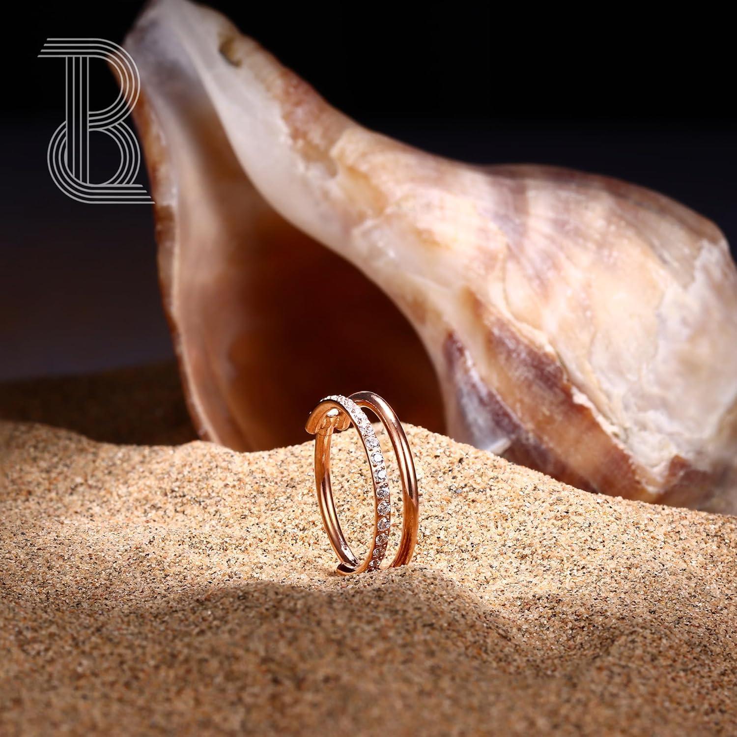 imageBodyBonita G23 Titanium Cartilage Earring Hoop Stacked Clicker 16G CZ DoubleTriple Septum Rings Conch Piercing Jewelry Tragus Daith Helix Nose Rings Hoops for Women SilverGold Plated 8mm 10mm 12mmDouble Layers CZ 16G Rose Gold