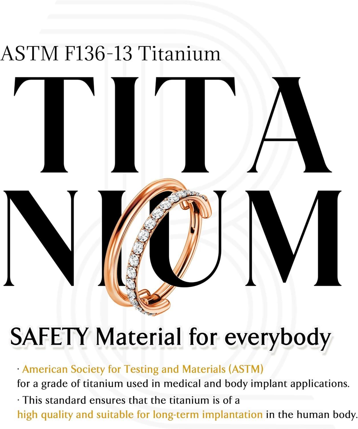 imageBodyBonita G23 Titanium Cartilage Earring Hoop Stacked Clicker 16G CZ DoubleTriple Septum Rings Conch Piercing Jewelry Tragus Daith Helix Nose Rings Hoops for Women SilverGold Plated 8mm 10mm 12mmDouble Layers CZ 16G Rose Gold