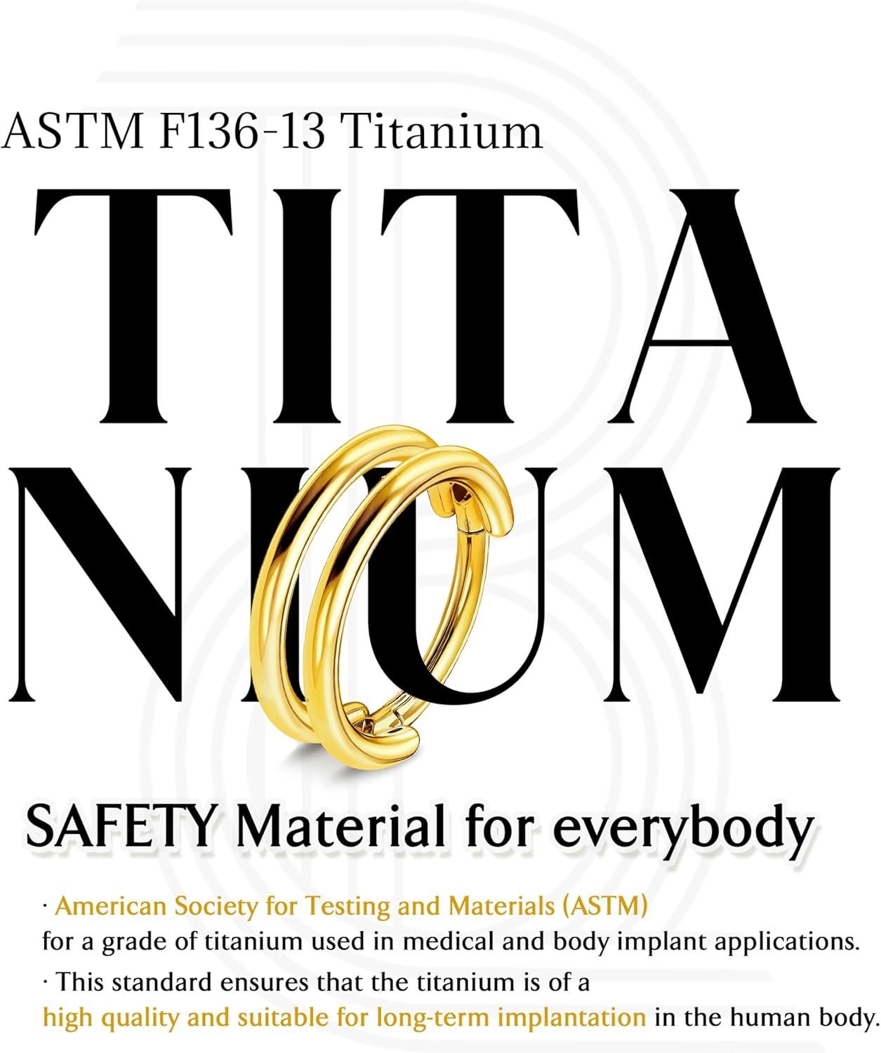 imageBodyBonita G23 Titanium Cartilage Earring Hoop Stacked Clicker 16G CZ DoubleTriple Septum Rings Conch Piercing Jewelry Tragus Daith Helix Nose Rings Hoops for Women SilverGold Plated 8mm 10mm 12mmDouble Layers 16G Gold