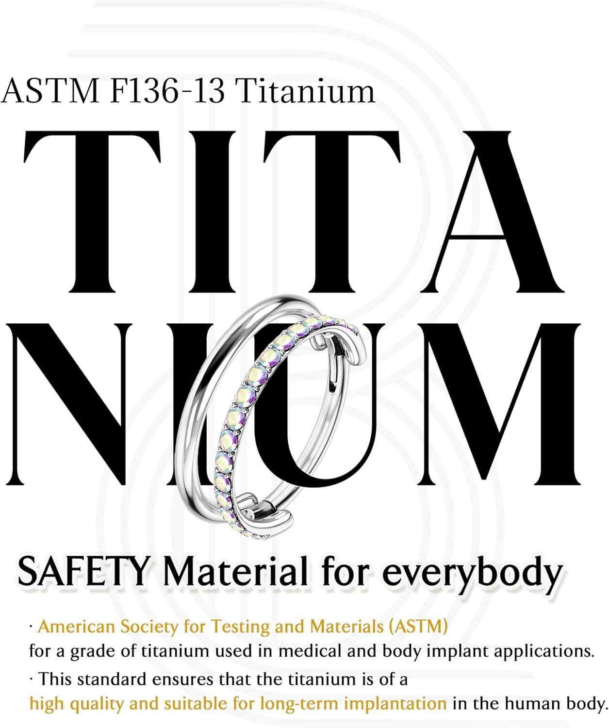 imageBodyBonita G23 Titanium Cartilage Earring Hoop Stacked Clicker 16G CZ DoubleTriple Septum Rings Conch Piercing Jewelry Tragus Daith Helix Nose Rings Hoops for Women SilverGold Plated 8mm 10mm 12mmDouble Layers AB CZ 16G Silver