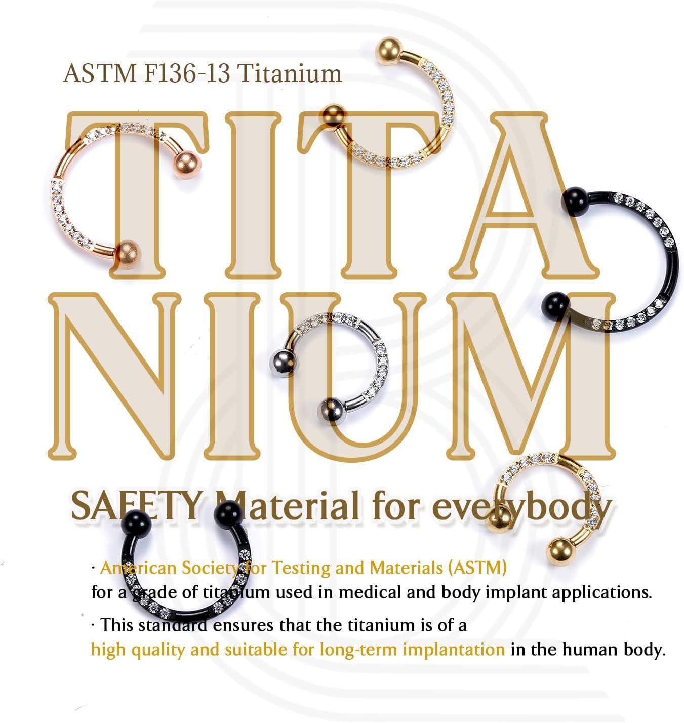 imageBodyBonita G23 Titanium Horseshoe Nose Rings Septum 16G with Threaded Piercing TaperPick Up ToolReplacement Balls for Piercings Circular BarbellSpike Lip Piercing Helix Daith Jewelry for WomenRoseGoldHorseshoeRing