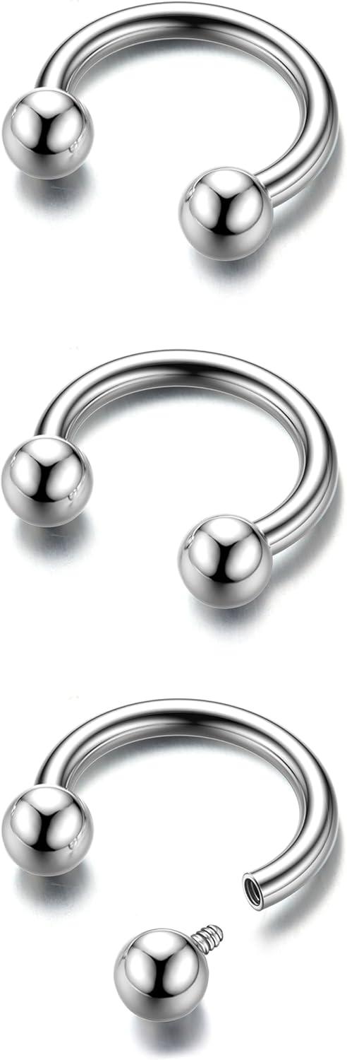 imageBodyBonita G23 Titanium Horseshoe Septum Rings 23pcs Nose Rings Circular Barbell Spikes Septum Jewelry Nose Piercing Jewelry Conch Helix Rook Lip Cartilage Earring Men Gold PlatedSilverBlackSilver3pcs