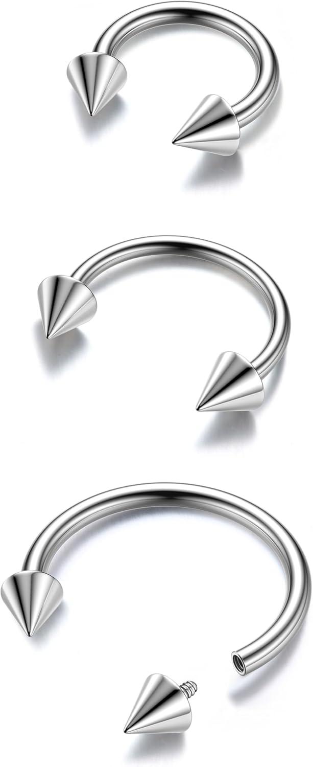 imageBodyBonita G23 Titanium Horseshoe Septum Rings 23pcs Nose Rings Circular Barbell Spikes Septum Jewelry Nose Piercing Jewelry Conch Helix Rook Lip Cartilage Earring Men Gold PlatedSilverBlackSilver3pcs