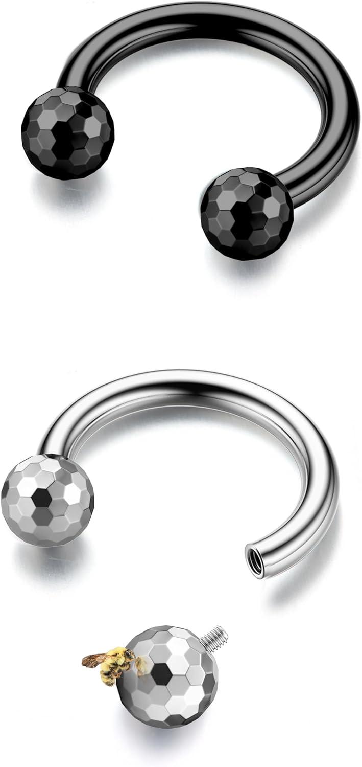 imageBodyBonita G23 Titanium Horseshoe Septum Rings 23pcs Nose Rings Circular Barbell Spikes Septum Jewelry Nose Piercing Jewelry Conch Helix Rook Lip Cartilage Earring Men Gold PlatedSilverBlackSilver and Black2pcs