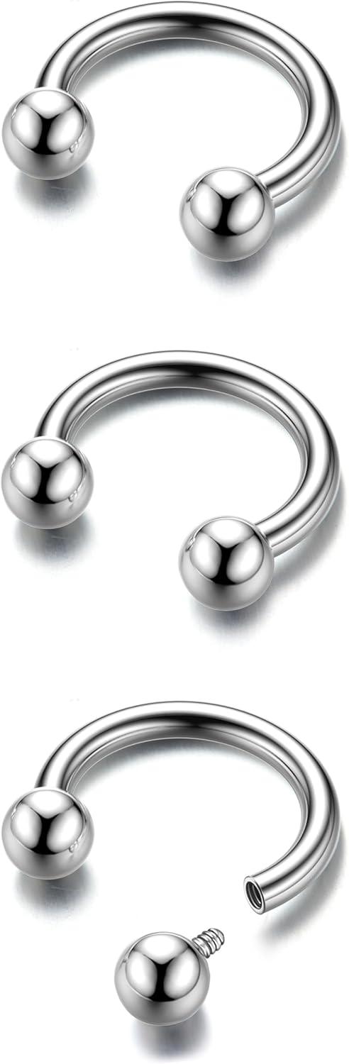 imageBodyBonita G23 Titanium Horseshoe Septum Rings 23pcs Nose Rings Circular Barbell Spikes Septum Jewelry Nose Piercing Jewelry Conch Helix Rook Lip Cartilage Earring Men Gold PlatedSilverBlackSilver3pcs