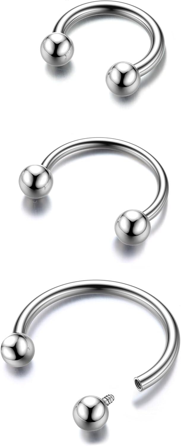 imageBodyBonita G23 Titanium Horseshoe Septum Rings 23pcs Nose Rings Circular Barbell Spikes Septum Jewelry Nose Piercing Jewelry Conch Helix Rook Lip Cartilage Earring Men Gold PlatedSilverBlackSilver3pcs
