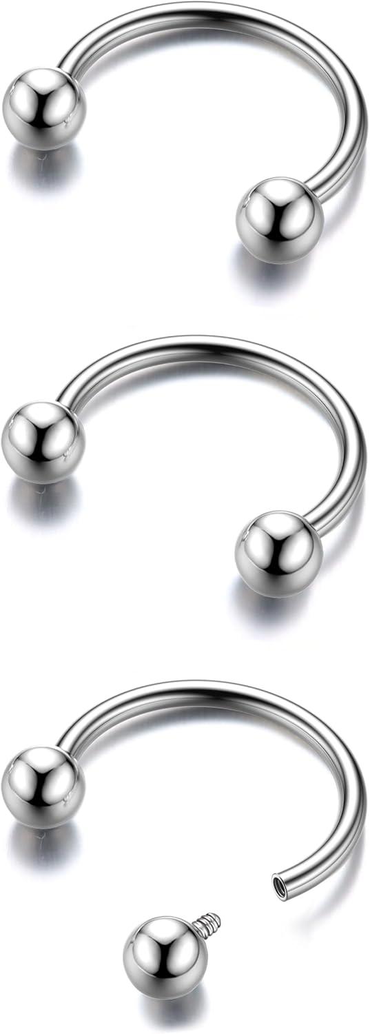 imageBodyBonita G23 Titanium Horseshoe Septum Rings 23pcs Nose Rings Circular Barbell Spikes Septum Jewelry Nose Piercing Jewelry Conch Helix Rook Lip Cartilage Earring Men Gold PlatedSilverBlackSilver3pcs