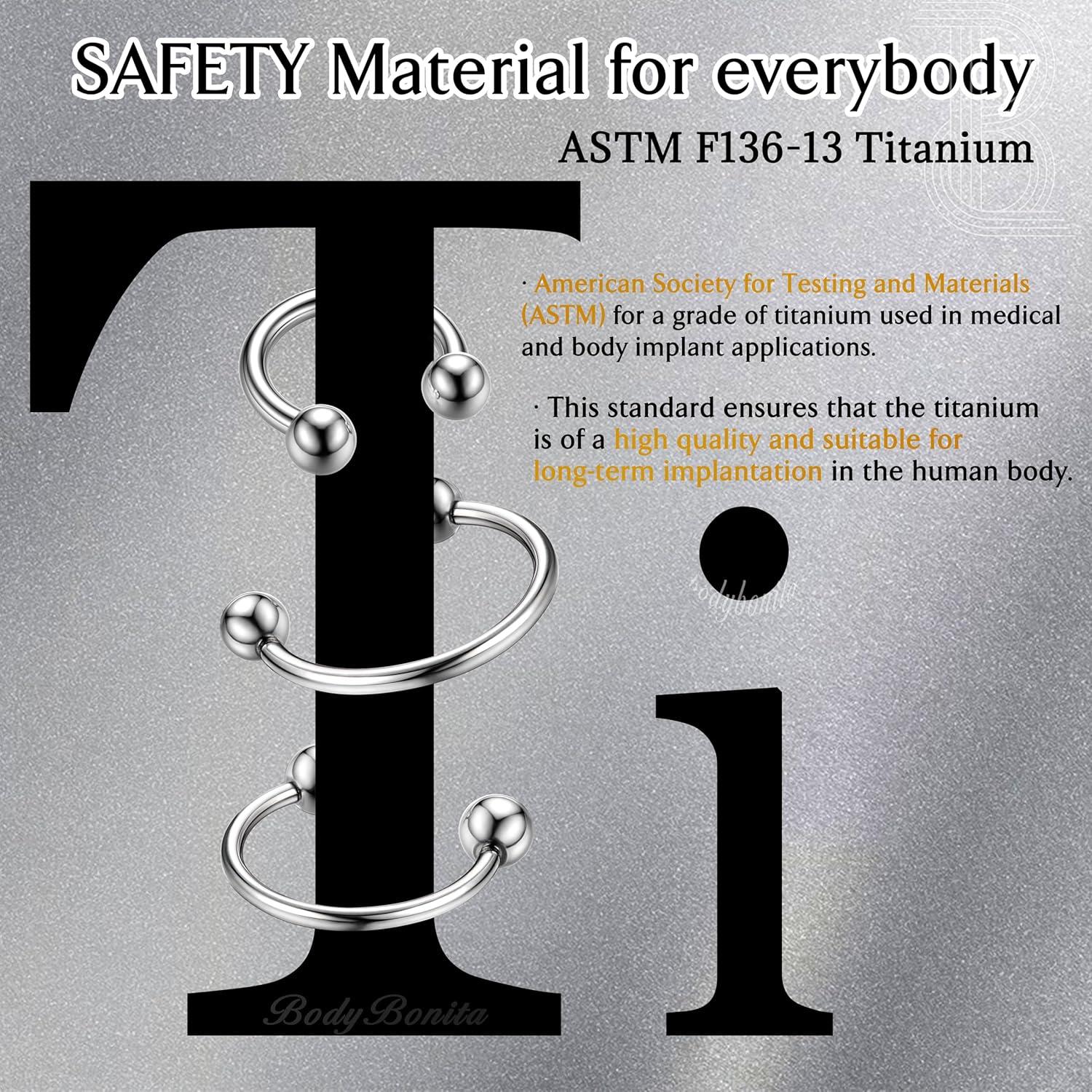 imageBodyBonita G23 Titanium Horseshoe Septum Rings 23pcs Nose Rings Circular Barbell Spikes Septum Jewelry Nose Piercing Jewelry Conch Helix Rook Lip Cartilage Earring Men Gold PlatedSilverBlackSilver3pcs