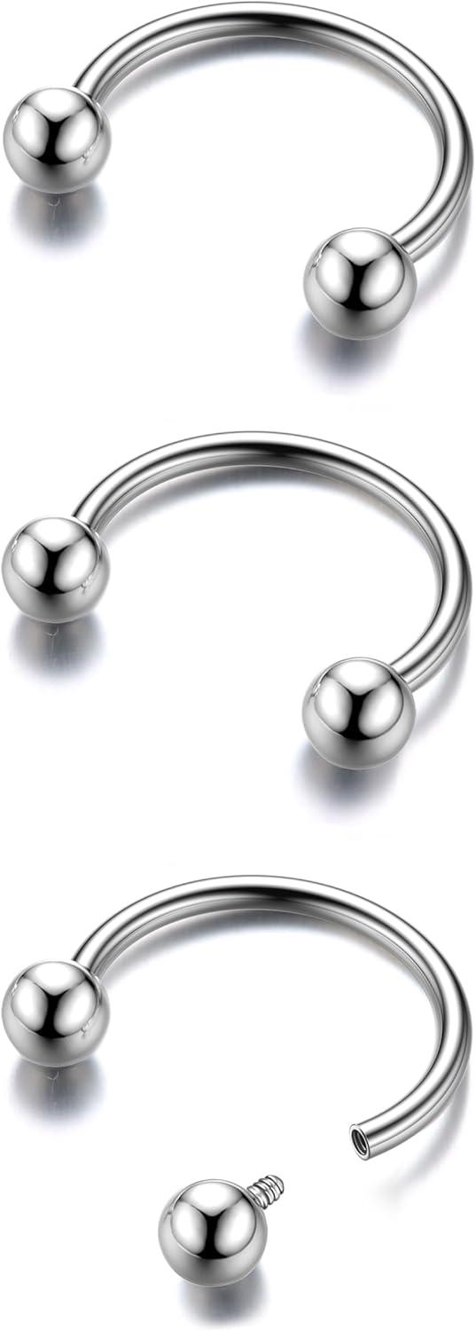 imageBodyBonita G23 Titanium Horseshoe Septum Rings 23pcs Nose Rings Circular Barbell Spikes Septum Jewelry Nose Piercing Jewelry Conch Helix Rook Lip Cartilage Earring Men Gold PlatedSilverBlackSilver3pcs