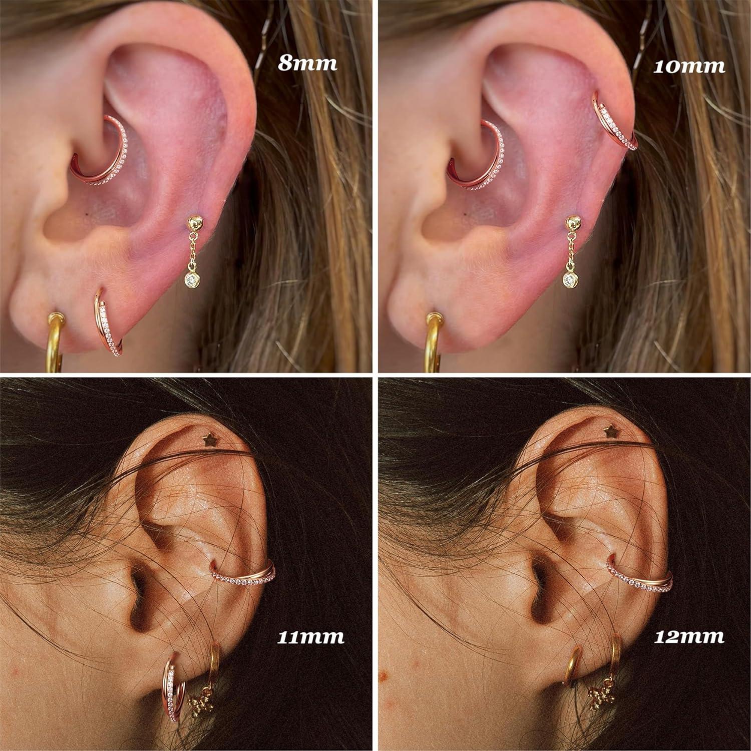 imageBodyBonita G23 Titanium Nose Rings Hoops ABRainbowClear CZ Nose Piercings 161820G Septum Rings Cartilage Helix Rook Tragus Lobe Daith Earrings Body Jewelry for Women Men 6789101112mmRose Gold Duo Hoop 16G18G