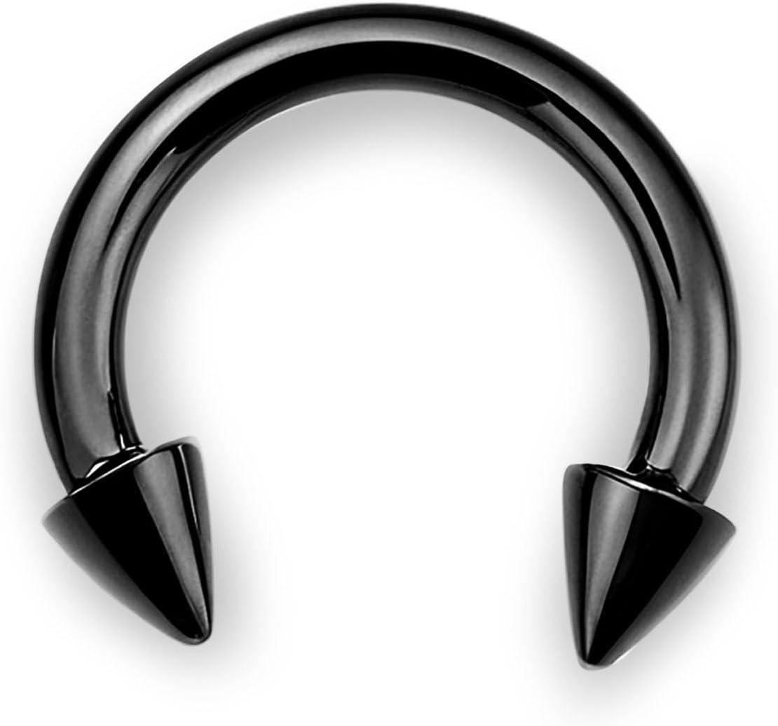 imageBodyBonita G23 Titanium Septum Rings 00024681012G Horseshoe Circular Barbell Spikes Stretched Pincher Nose Piercing Jewelry ASTM F136 Titanium Earrings for Women Men 10121619 mmBlackHorseshoe Spike