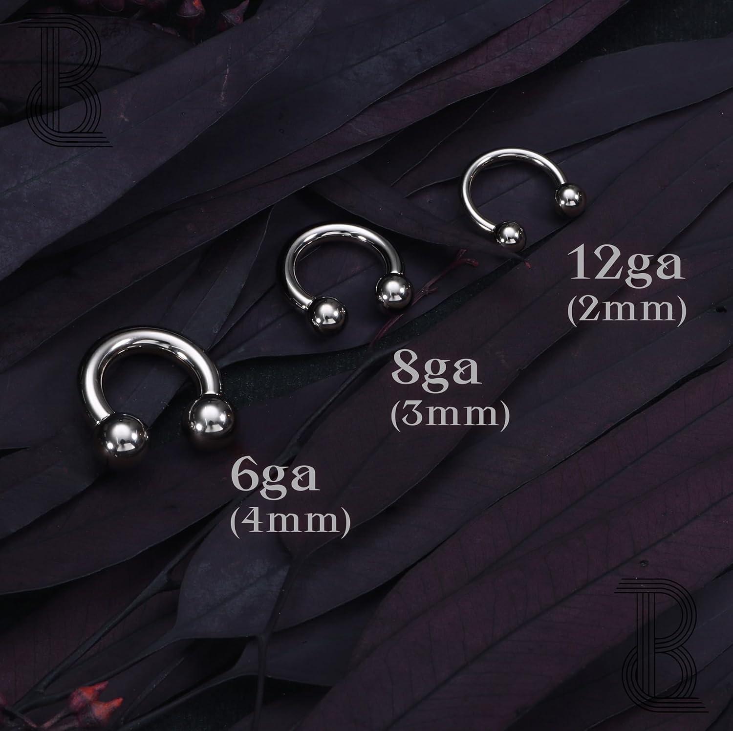 imageBodyBonita G23 Titanium Septum Rings 00024681012G Horseshoe Circular Barbell Spikes Stretched Pincher Nose Piercing Jewelry ASTM F136 Titanium Earrings for Women Men 10121619 mmTitaniumHorseshoe Balls