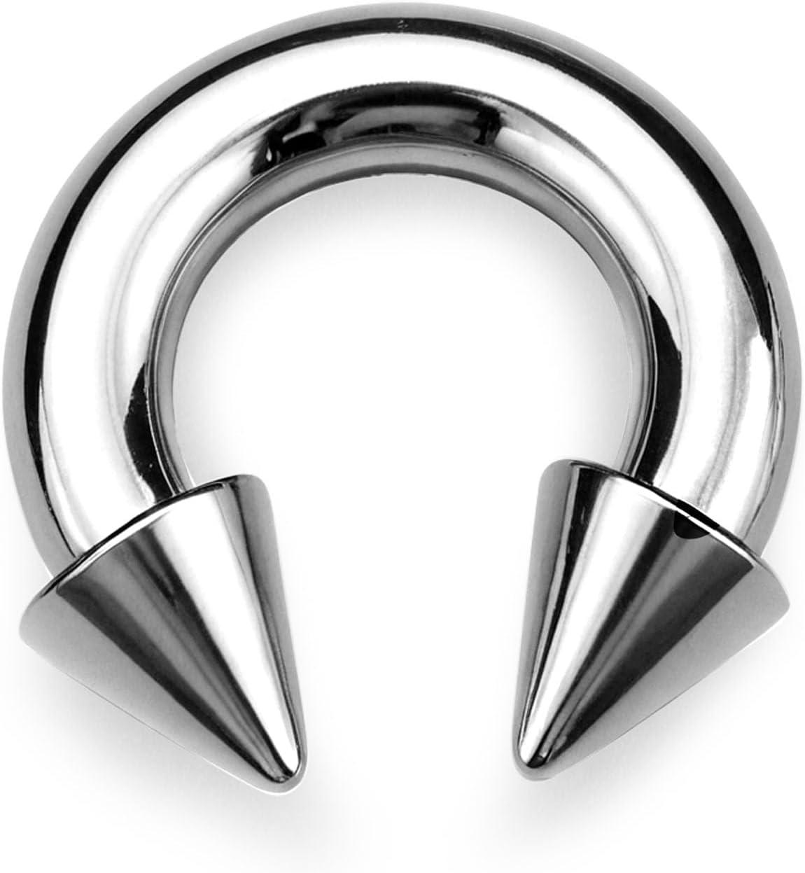imageBodyBonita G23 Titanium Septum Rings 00024681012G Horseshoe Circular Barbell Spikes Stretched Pincher Nose Piercing Jewelry ASTM F136 Titanium Earrings for Women Men 10121619 mmTitaniumHorseshoe Spike