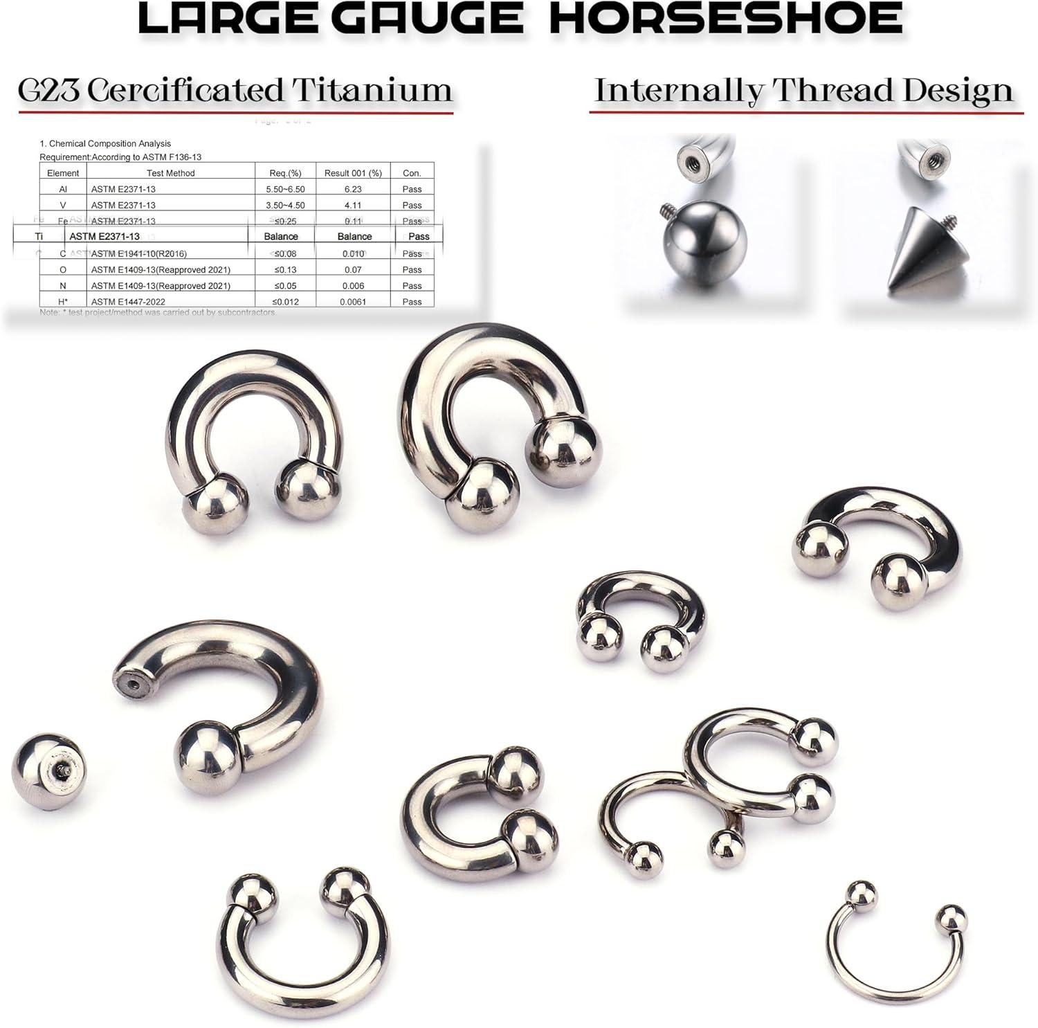 imageBodyBonita G23 Titanium Septum Rings 00024681012G Horseshoe Circular Barbell Spikes Stretched Pincher Nose Piercing Jewelry ASTM F136 Titanium Earrings for Women Men 10121619 mmTitaniumHorseshoe Balls
