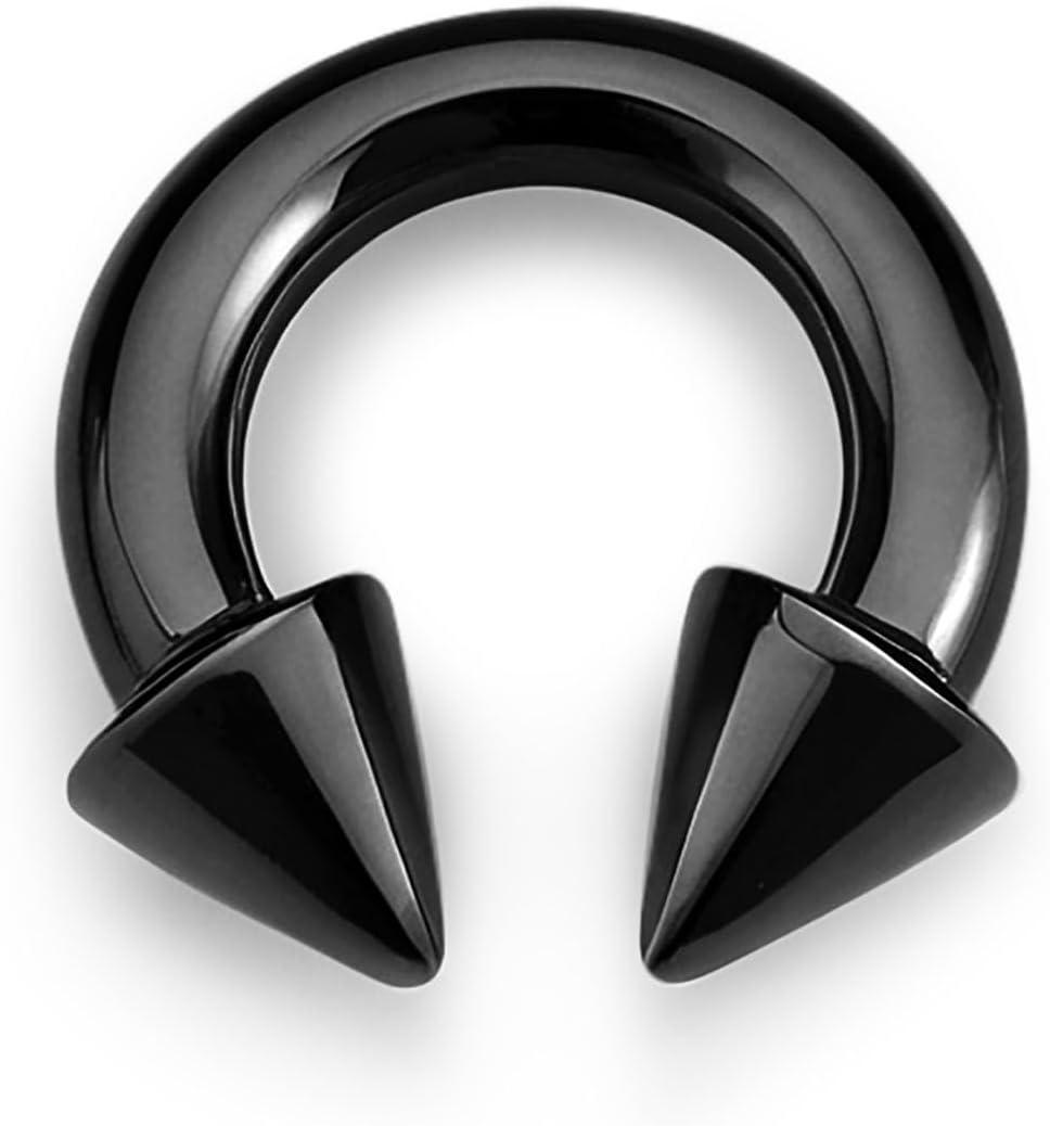 imageBodyBonita G23 Titanium Septum Rings 00024681012G Horseshoe Circular Barbell Spikes Stretched Pincher Nose Piercing Jewelry ASTM F136 Titanium Earrings for Women Men 10121619 mmBlackHorseshoe Spike