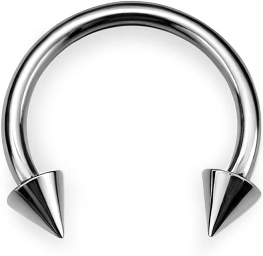 imageBodyBonita G23 Titanium Septum Rings 00024681012G Horseshoe Circular Barbell Spikes Stretched Pincher Nose Piercing Jewelry ASTM F136 Titanium Earrings for Women Men 10121619 mmTitaniumHorseshoe Spike