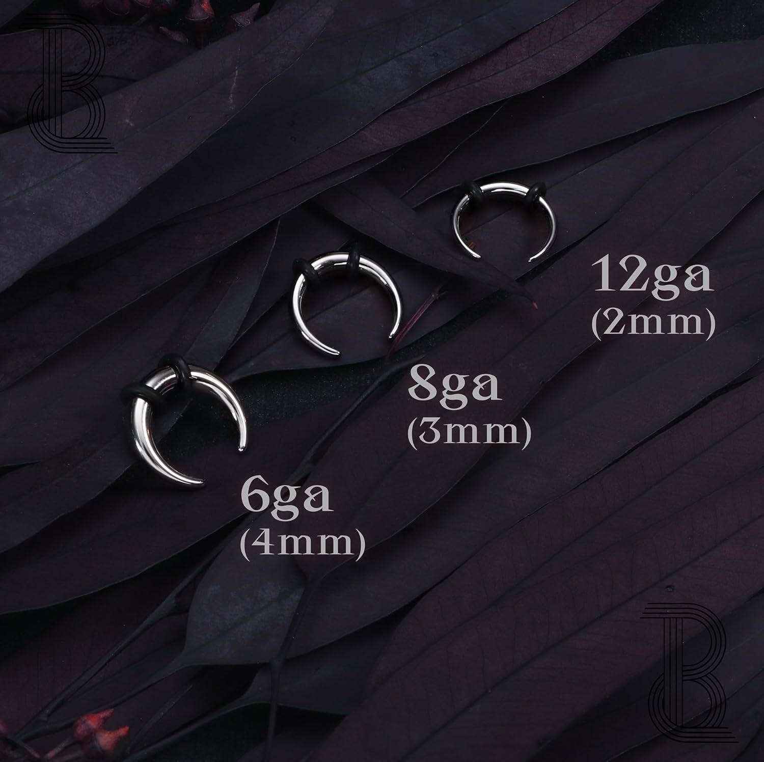 imageBodyBonita G23 Titanium Septum Rings 00024681012G Horseshoe Circular Barbell Spikes Stretched Pincher Nose Piercing Jewelry ASTM F136 Titanium Earrings for Women Men 10121619 mmTitaniumSeptum Pincher