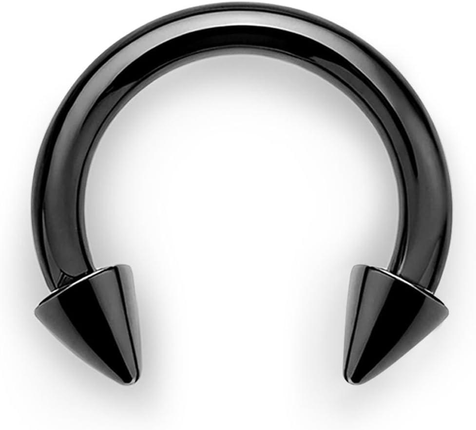 imageBodyBonita G23 Titanium Septum Rings 00024681012G Horseshoe Circular Barbell Spikes Stretched Pincher Nose Piercing Jewelry ASTM F136 Titanium Earrings for Women Men 10121619 mmBlackHorseshoe Spike