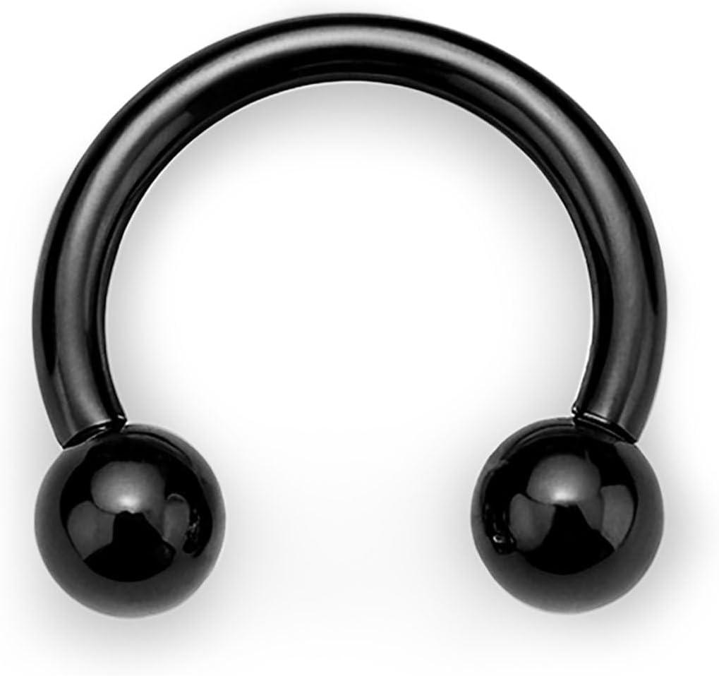 imageBodyBonita G23 Titanium Septum Rings 00024681012G Horseshoe Circular Barbell Spikes Stretched Pincher Nose Piercing Jewelry ASTM F136 Titanium Earrings for Women Men 10121619 mmBlackHorseshoe Balls