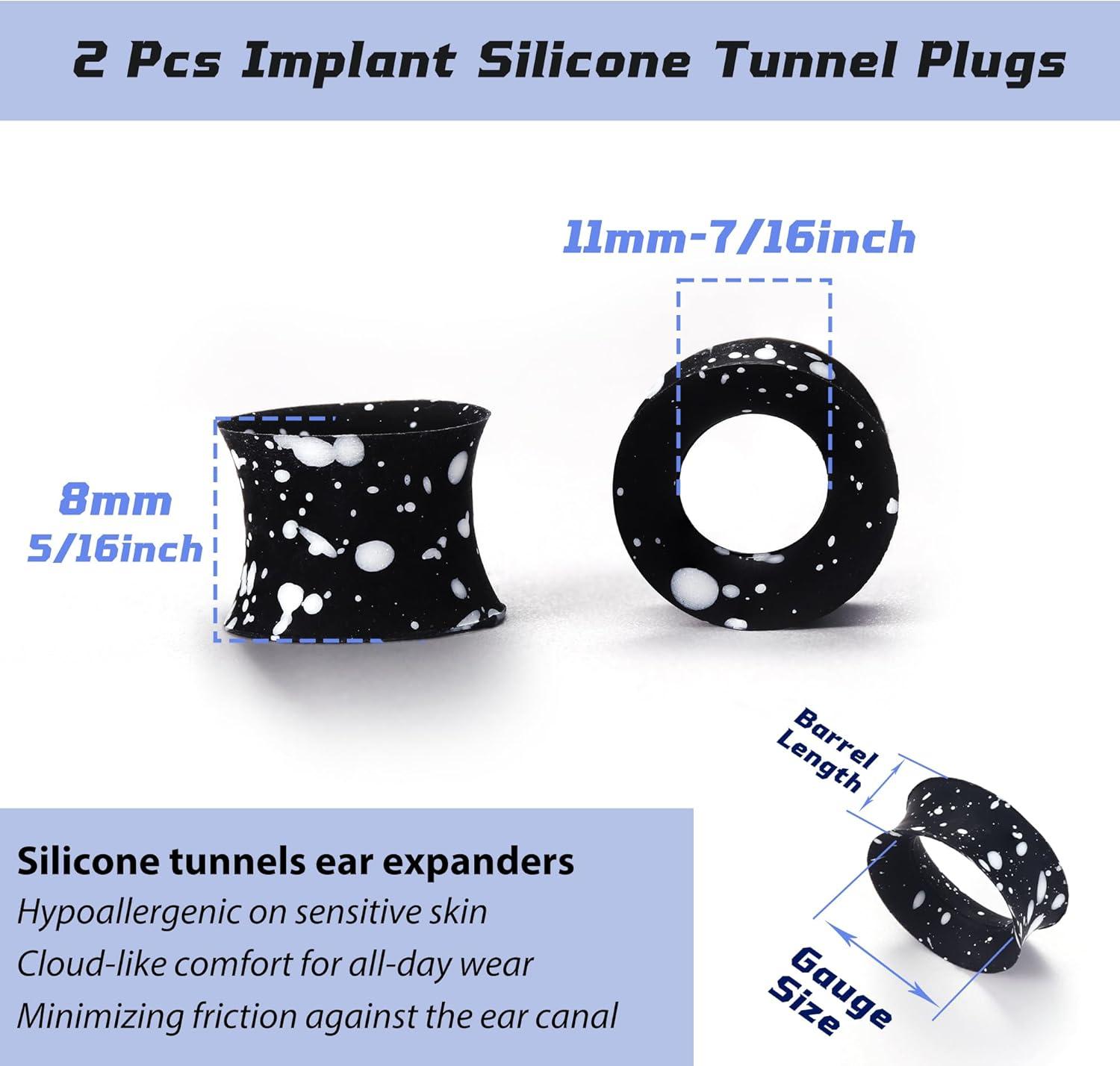 imageBodyBonita Implant Silicone Gauges for Ears 2Pcs Flexible Double Flared Earrings Expander Ear Gauges Eyelet Tunnel Plug Ear Stretching Kit Flesh Ear Piercing Jewelry for Women Men 8mm Wearable Length71611mm8mm