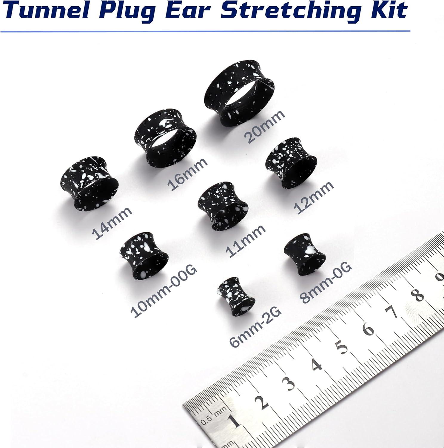 imageBodyBonita Implant Silicone Gauges for Ears 2Pcs Flexible Double Flared Earrings Expander Ear Gauges Eyelet Tunnel Plug Ear Stretching Kit Flesh Ear Piercing Jewelry for Women Men 8mm Wearable Length00G10mm8mm