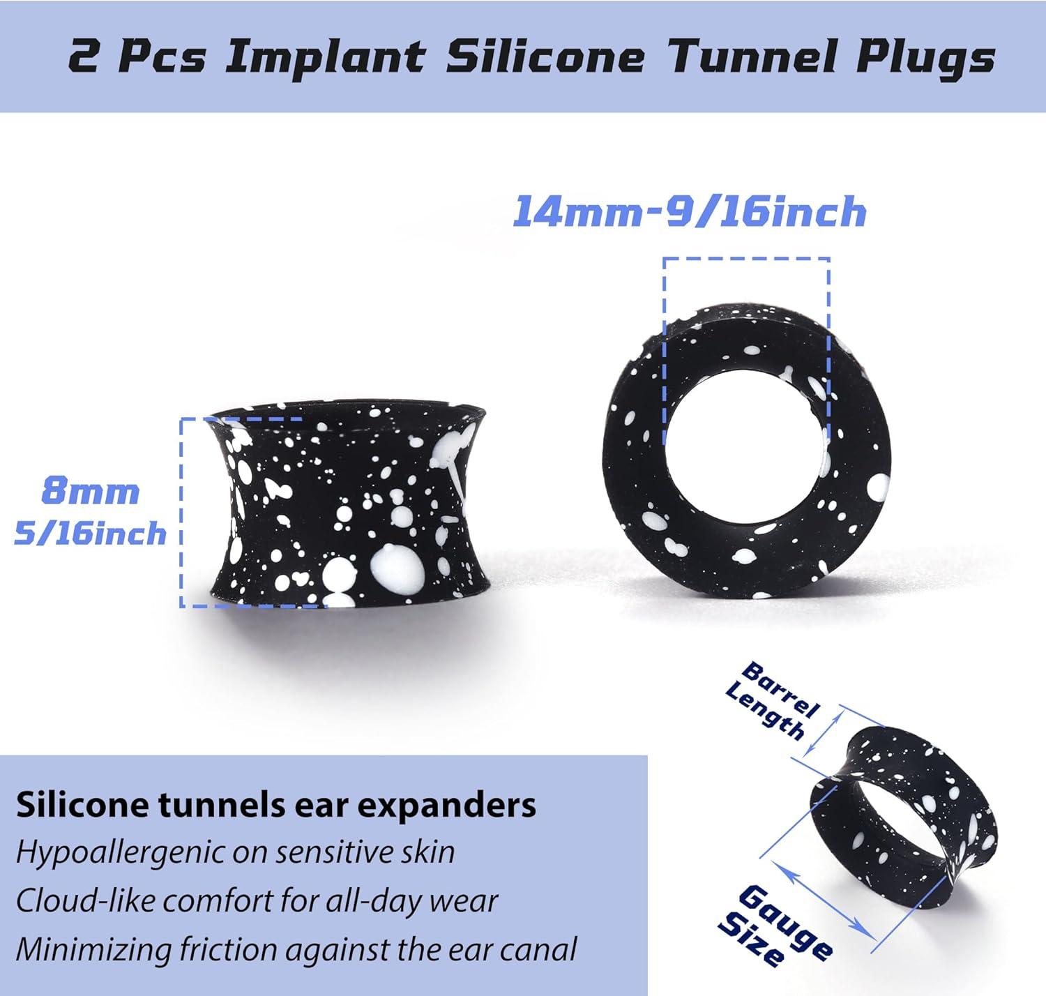 imageBodyBonita Implant Silicone Gauges for Ears 2Pcs Flexible Double Flared Earrings Expander Ear Gauges Eyelet Tunnel Plug Ear Stretching Kit Flesh Ear Piercing Jewelry for Women Men 8mm Wearable Length91614mm8mm