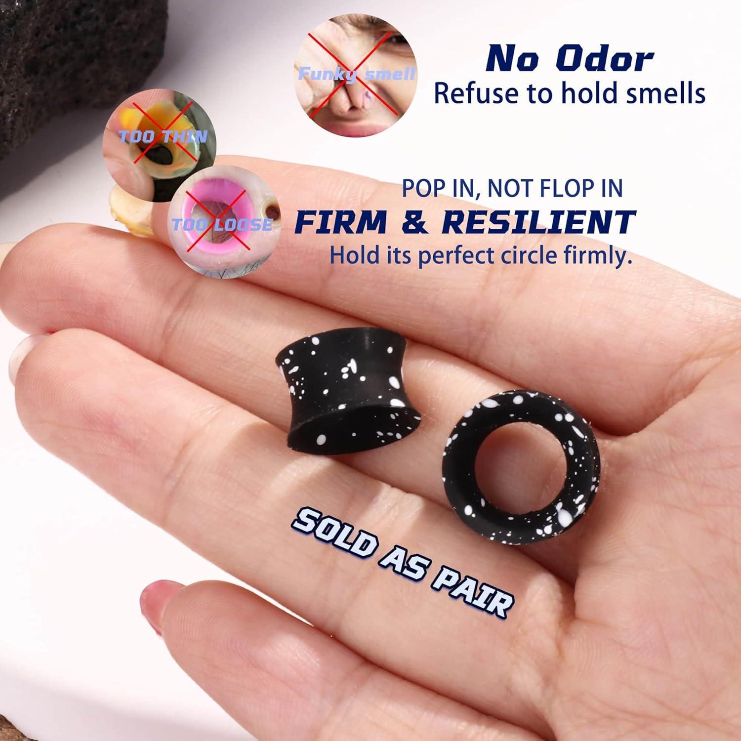 imageBodyBonita Implant Silicone Gauges for Ears 2Pcs Flexible Double Flared Earrings Expander Ear Gauges Eyelet Tunnel Plug Ear Stretching Kit Flesh Ear Piercing Jewelry for Women Men 8mm Wearable Length91614mm8mm