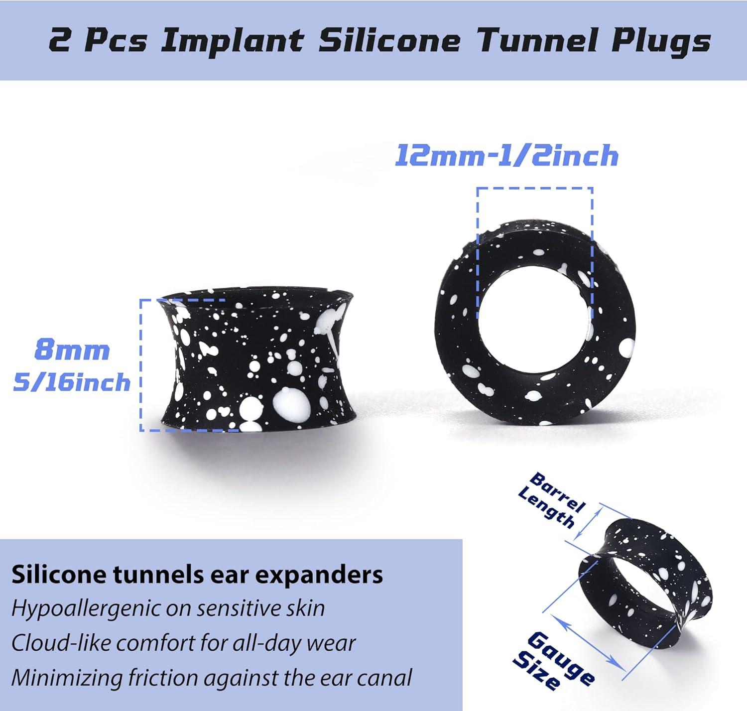 imageBodyBonita Implant Silicone Gauges for Ears 2Pcs Flexible Double Flared Earrings Expander Ear Gauges Eyelet Tunnel Plug Ear Stretching Kit Flesh Ear Piercing Jewelry for Women Men 8mm Wearable Length1212mm8mm