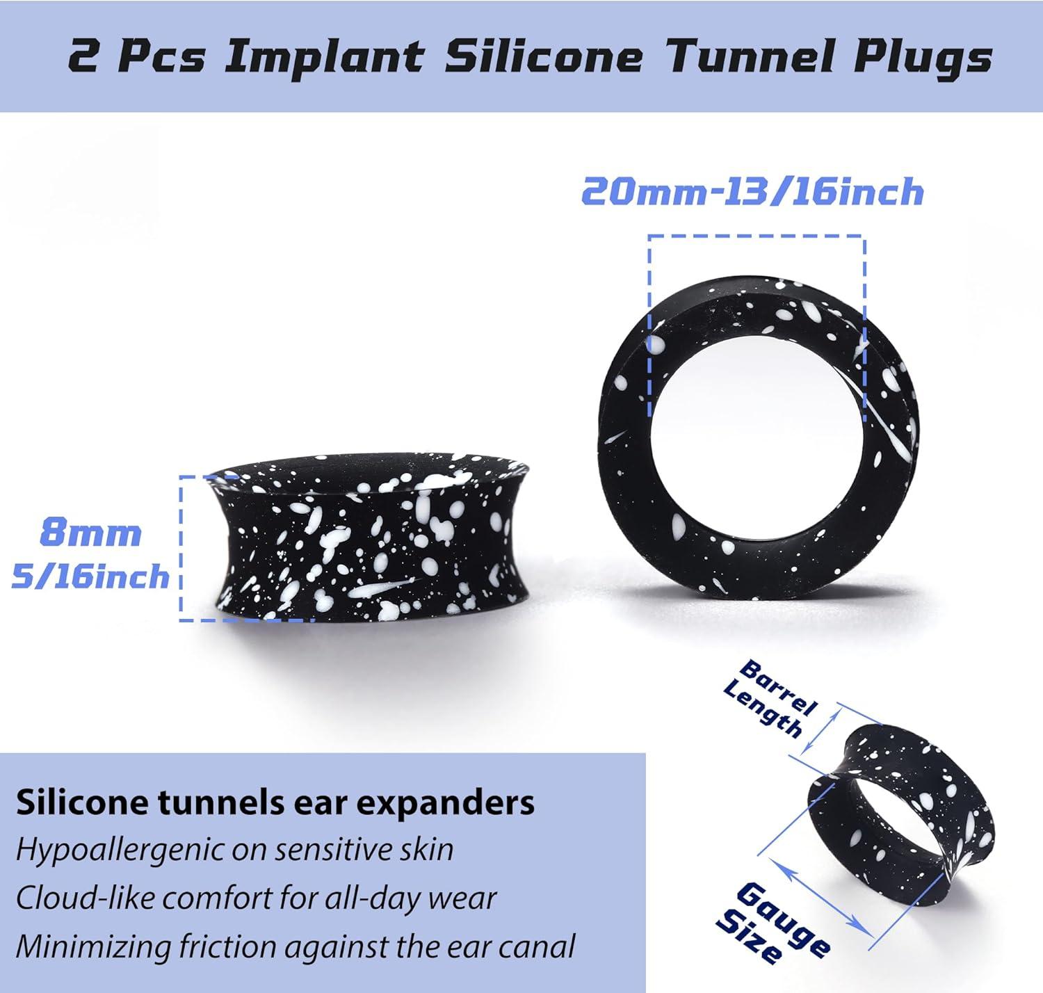 imageBodyBonita Implant Silicone Gauges for Ears 2Pcs Flexible Double Flared Earrings Expander Ear Gauges Eyelet Tunnel Plug Ear Stretching Kit Flesh Ear Piercing Jewelry for Women Men 8mm Wearable Length131620mm8mm