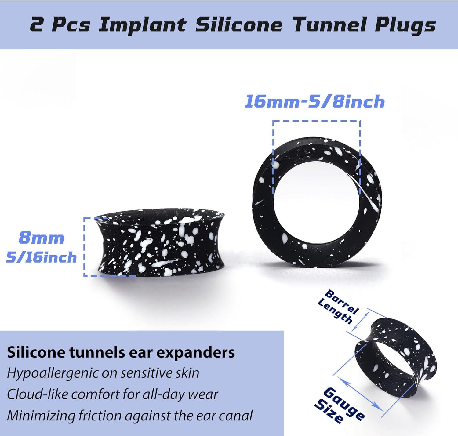 imageBodyBonita Implant Silicone Gauges for Ears 2Pcs Flexible Double Flared Earrings Expander Ear Gauges Eyelet Tunnel Plug Ear Stretching Kit Flesh Ear Piercing Jewelry for Women Men 8mm Wearable Length5816mm8mm