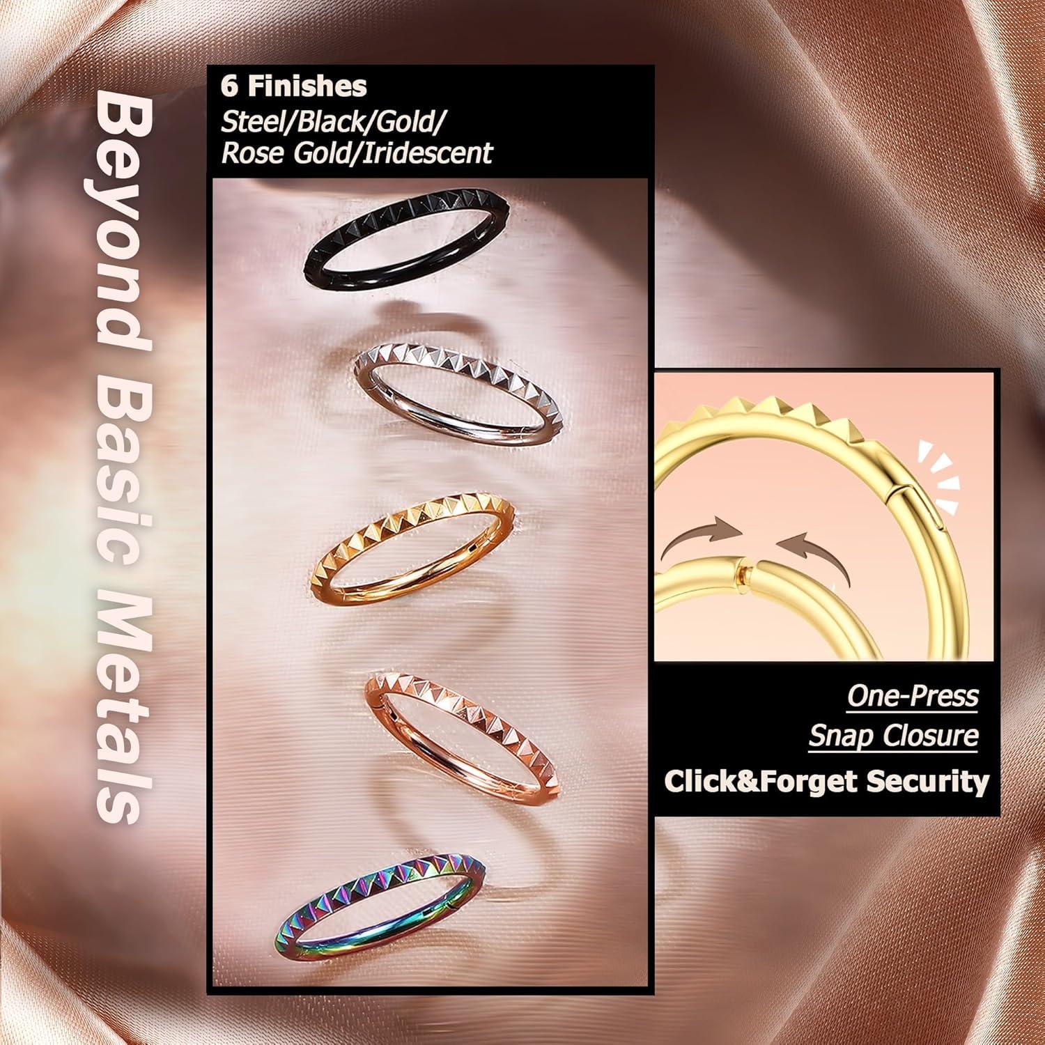 imageBodyBonita Segment Nose Rings Hoops 316L Surgical Steel Nose Piercings Pyramid Septum Rings Lip Helix Daith Conch JewelrySilver