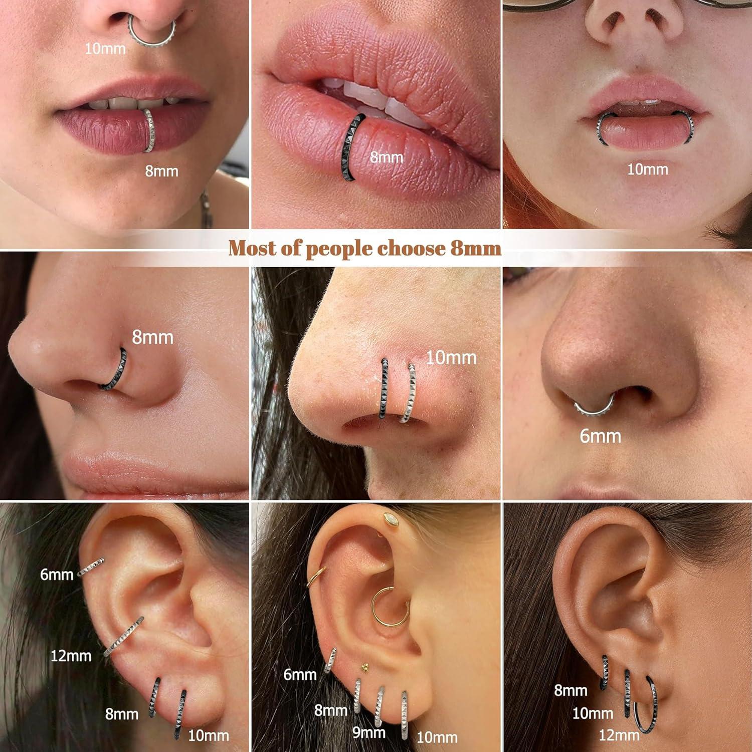 imageBodyBonita Segment Nose Rings Hoops 316L Surgical Steel Nose Piercings Pyramid Septum Rings Lip Helix Daith Conch JewelrySilver