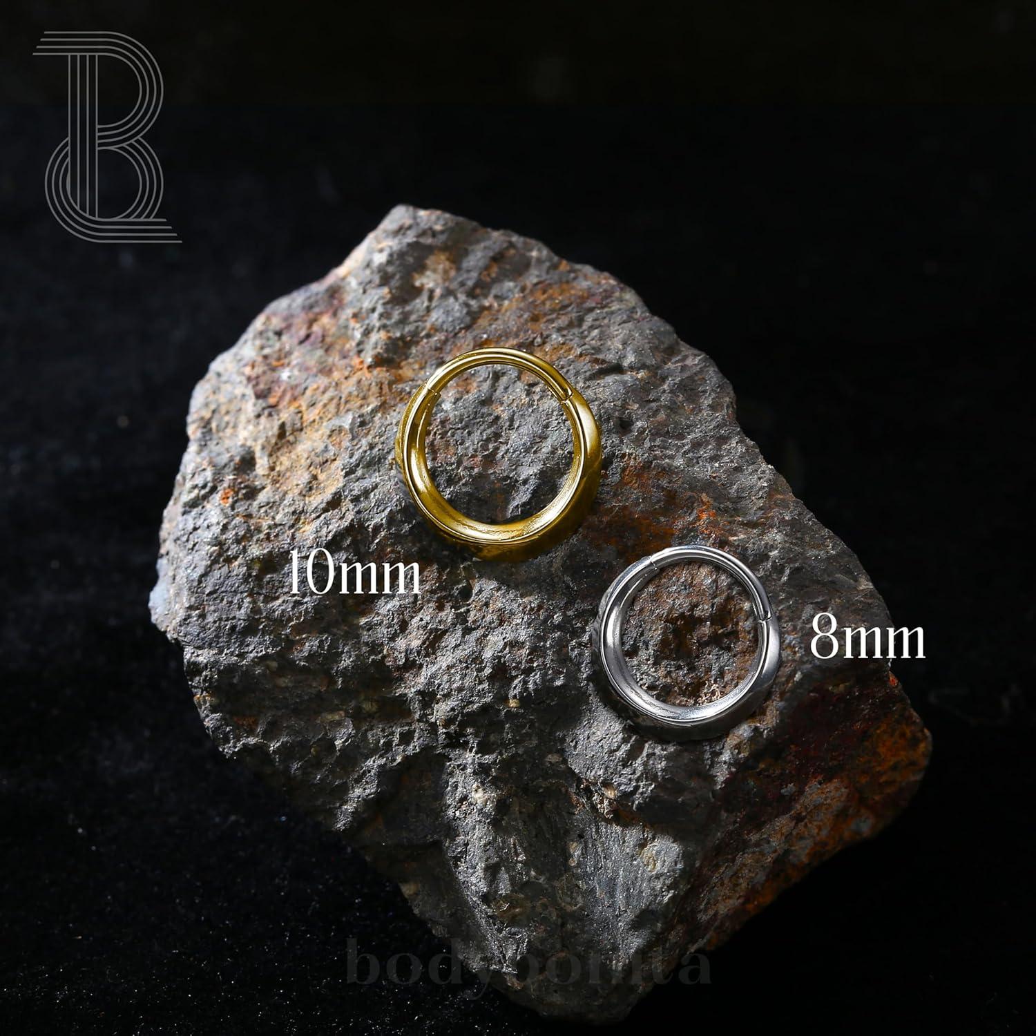 imageBodyBonita Septum Rings 16G 316L Stainless Steel Nose Rings Hoops for Men Women Septum Piercing Jewelry 8 mm 10 mmGoldCrescent