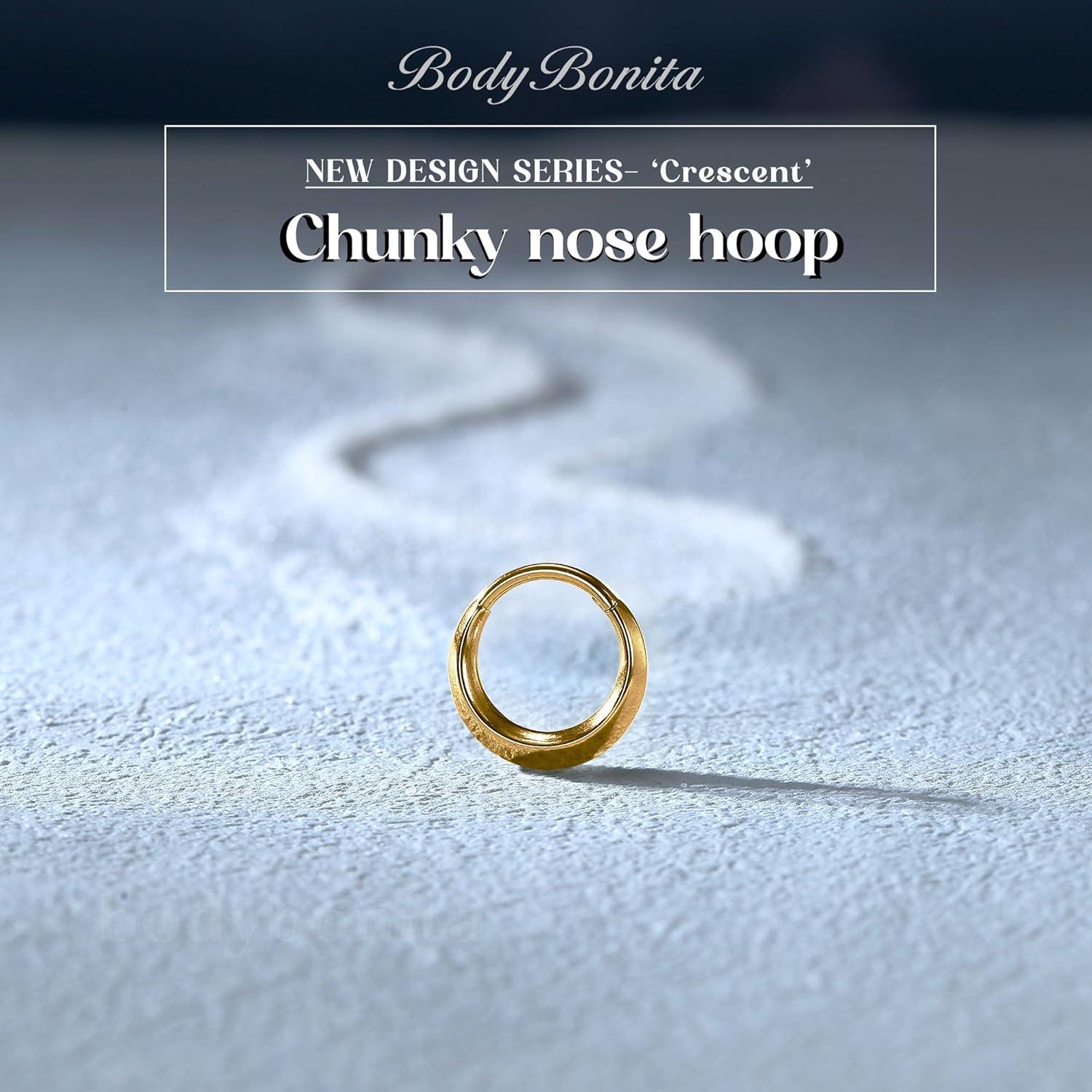 imageBodyBonita Septum Rings 16G 316L Stainless Steel Nose Rings Hoops for Men Women Septum Piercing Jewelry 8 mm 10 mmGoldCrescent