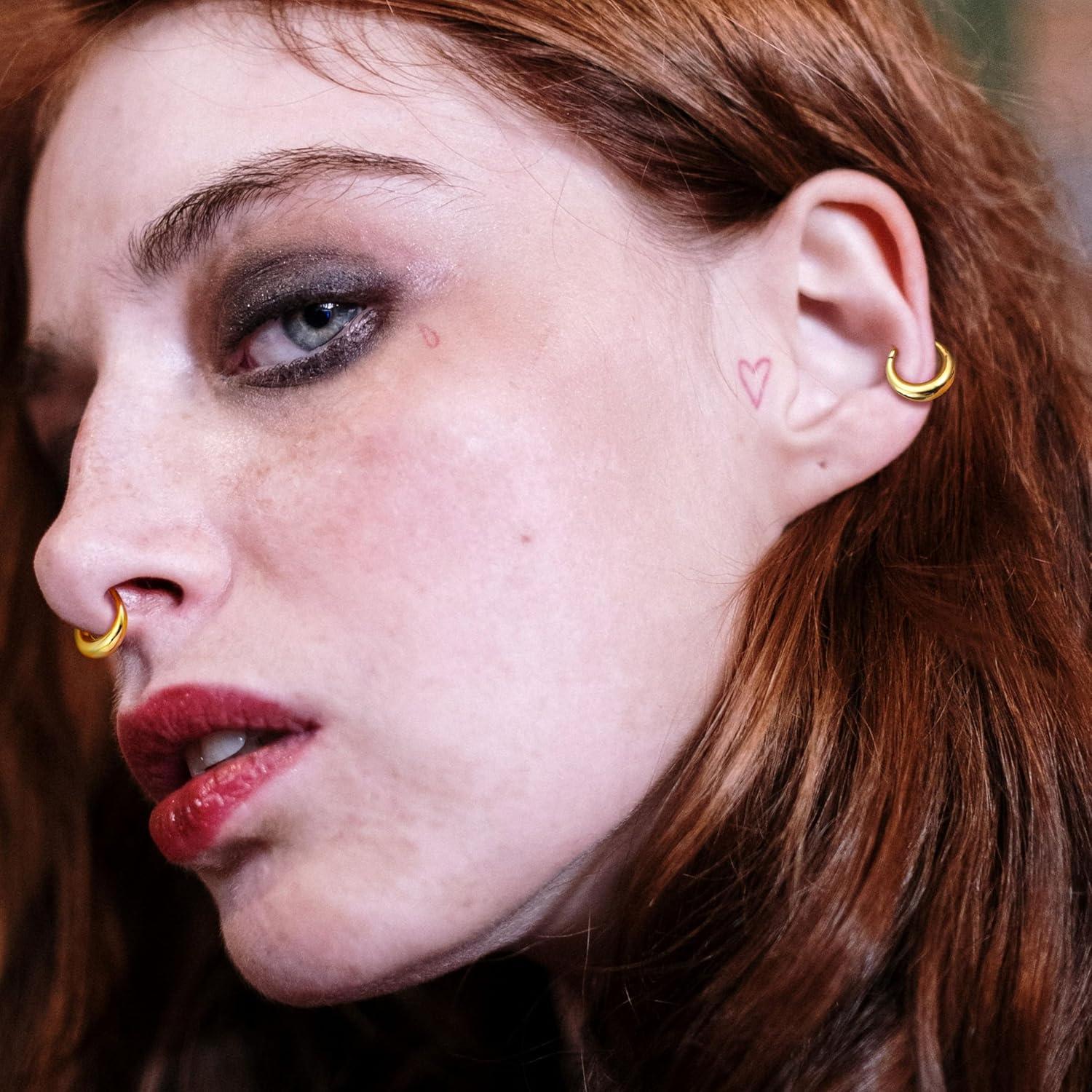 imageBodyBonita Septum Rings 16G 316L Stainless Steel Nose Rings Hoops for Men Women Septum Piercing Jewelry 8 mm 10 mmGoldOrbit