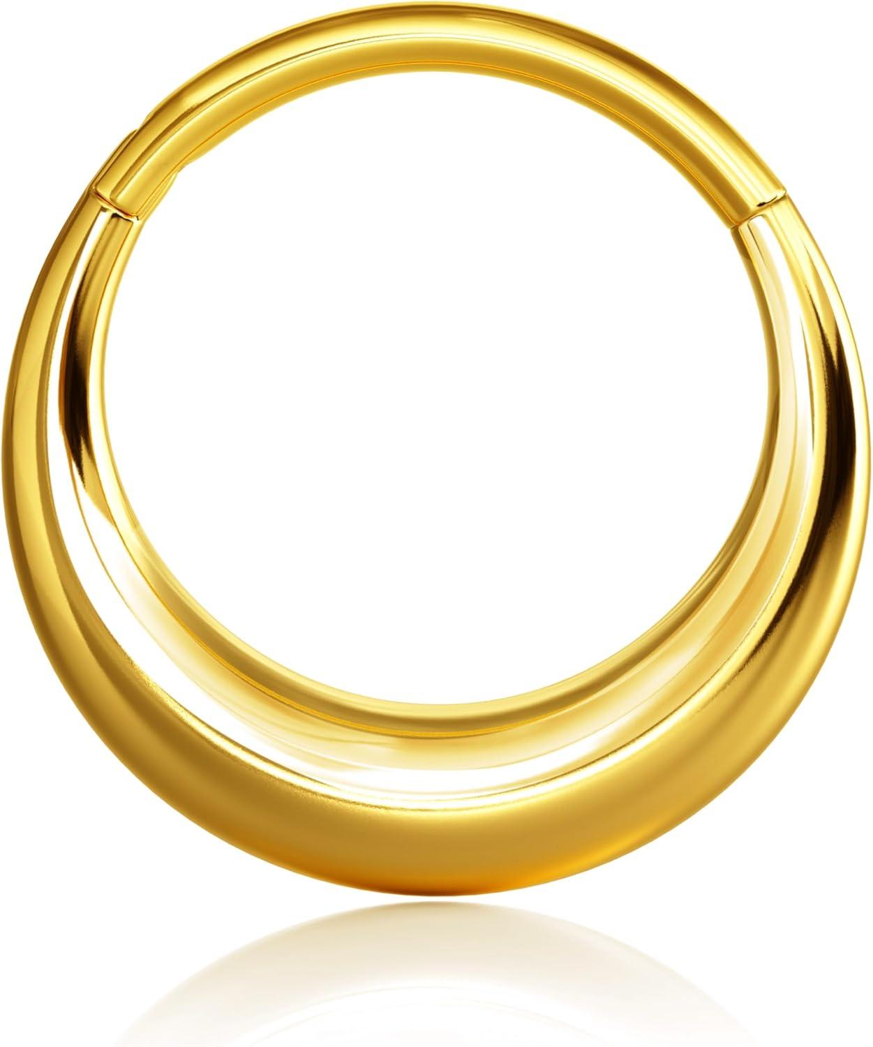 imageBodyBonita Septum Rings 16G 316L Stainless Steel Nose Rings Hoops for Men Women Septum Piercing Jewelry 8 mm 10 mmGoldOrbit