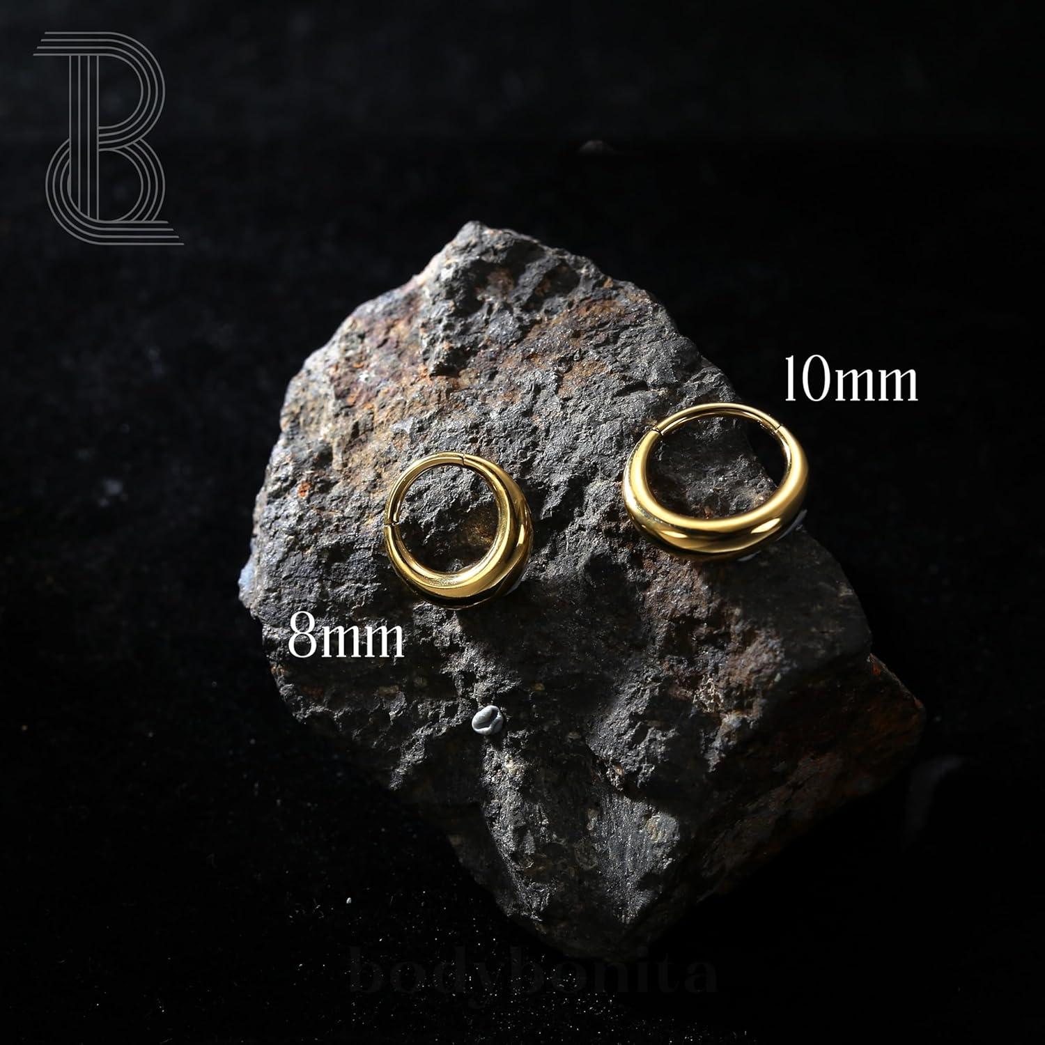 imageBodyBonita Septum Rings 16G 316L Stainless Steel Nose Rings Hoops for Men Women Septum Piercing Jewelry 8 mm 10 mmGoldOrbit