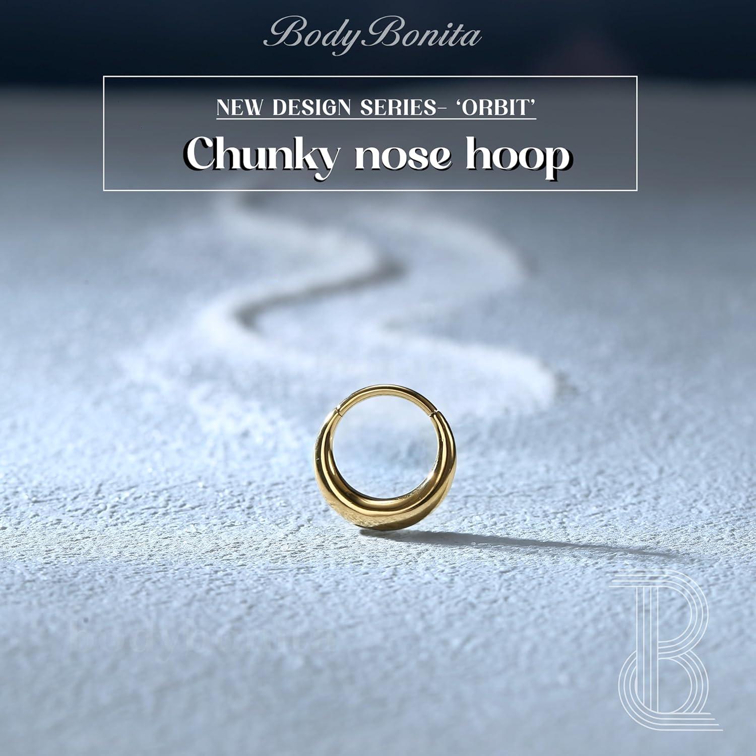 imageBodyBonita Septum Rings 16G 316L Stainless Steel Nose Rings Hoops for Men Women Septum Piercing Jewelry 8 mm 10 mmGoldOrbit