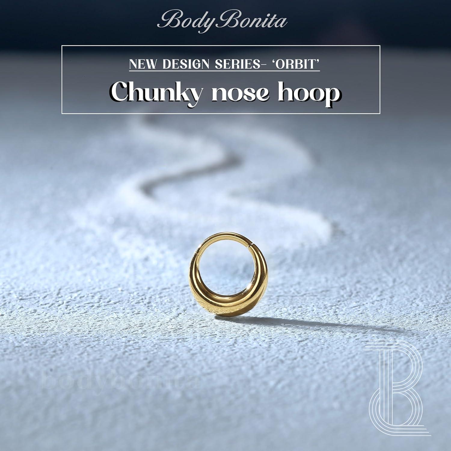 imageBodyBonita Septum Rings 16G 316L Stainless Steel Nose Rings Hoops for Men Women Septum Piercing Jewelry 8 mm 10 mmGoldOrbit