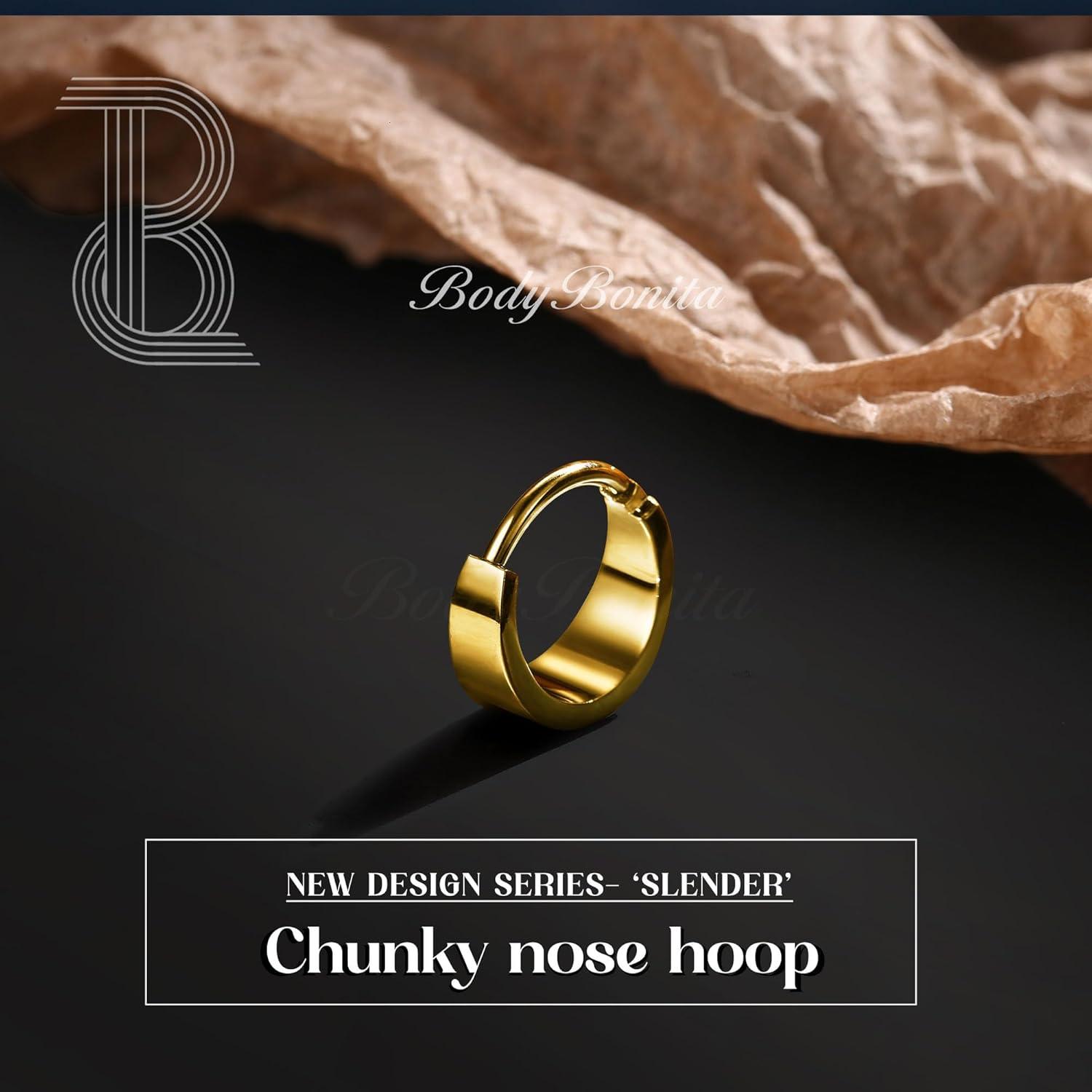 imageBodyBonita Septum Rings 16G 316L Stainless Steel Nose Rings Hoops for Men Women Septum Piercing Jewelry 8 mm 10 mmGoldSlender