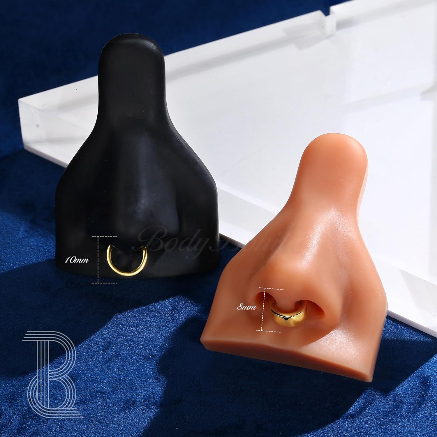 imageBodyBonita Septum Rings 16G 316L Stainless Steel Nose Rings Hoops for Men Women Septum Piercing Jewelry 8 mm 10 mmGoldSlender