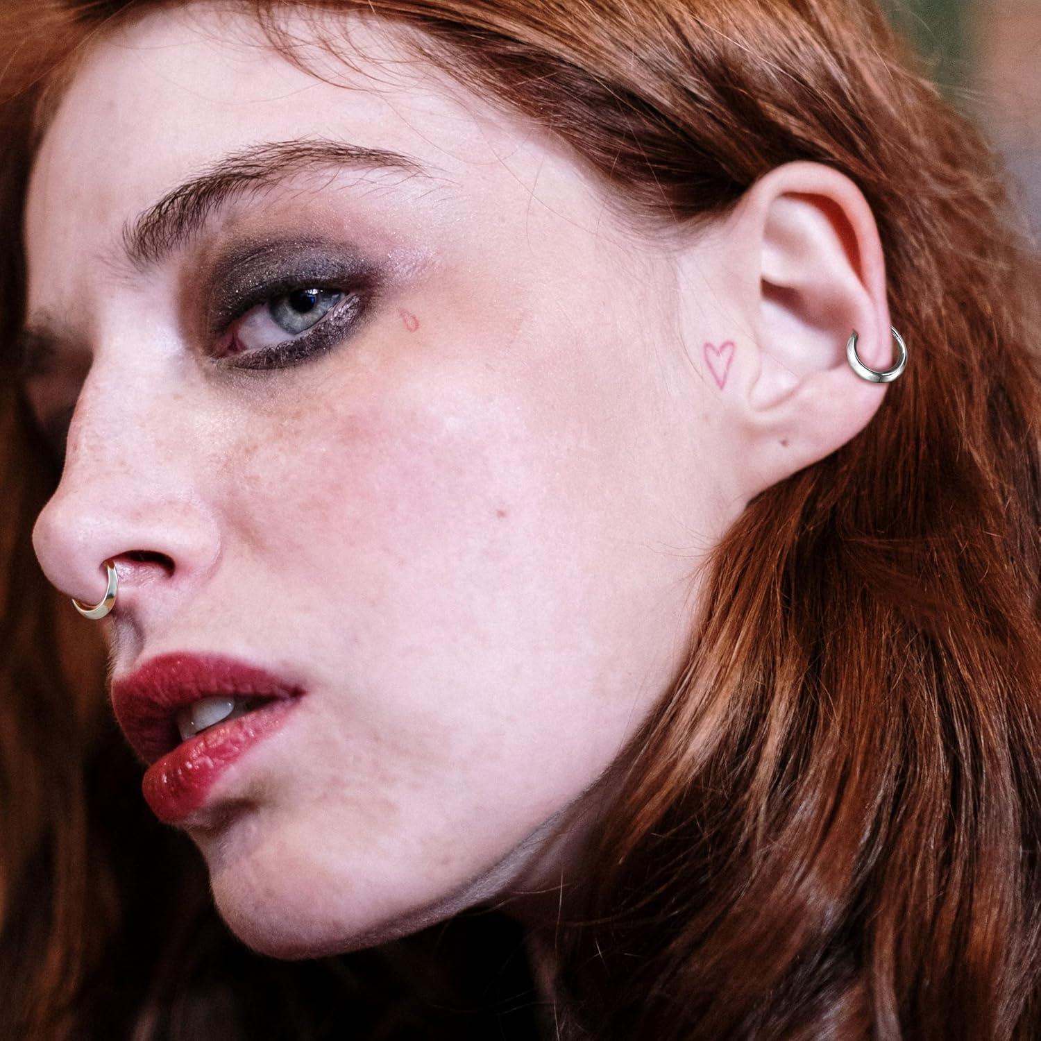 imageBodyBonita Septum Rings 16G 316L Stainless Steel Nose Rings Hoops for Men Women Septum Piercing Jewelry 8 mm 10 mmSilverCrescent