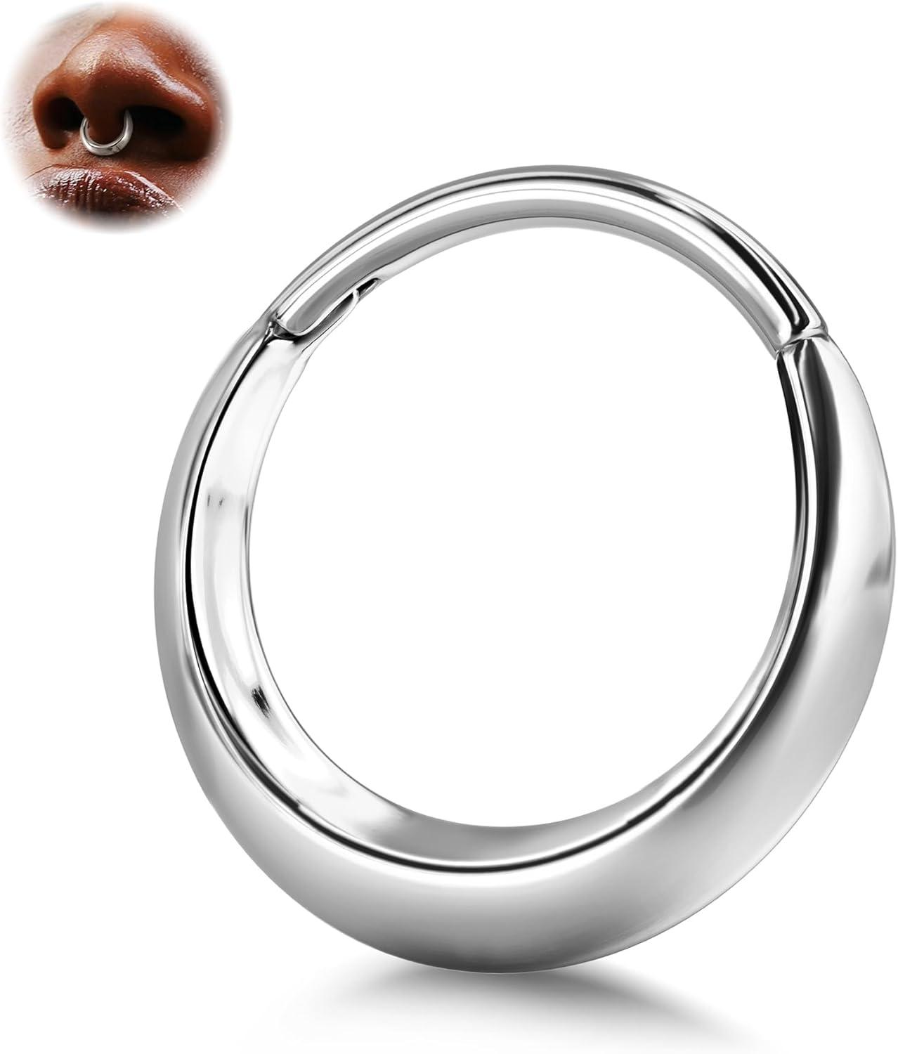 imageBodyBonita Septum Rings 16G 316L Stainless Steel Nose Rings Hoops for Men Women Septum Piercing Jewelry 8 mm 10 mmSilverCrescent