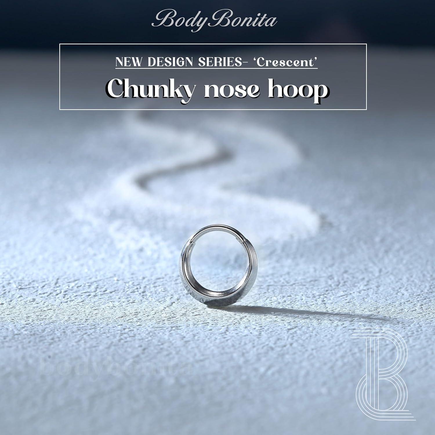 imageBodyBonita Septum Rings 16G 316L Stainless Steel Nose Rings Hoops for Men Women Septum Piercing Jewelry 8 mm 10 mmSilverCrescent