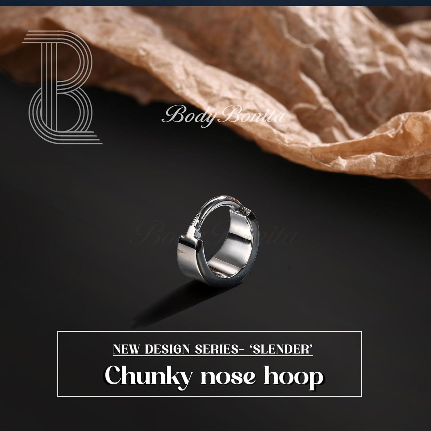 imageBodyBonita Septum Rings 16G 316L Stainless Steel Nose Rings Hoops for Men Women Septum Piercing Jewelry 8 mm 10 mmSilverSlender