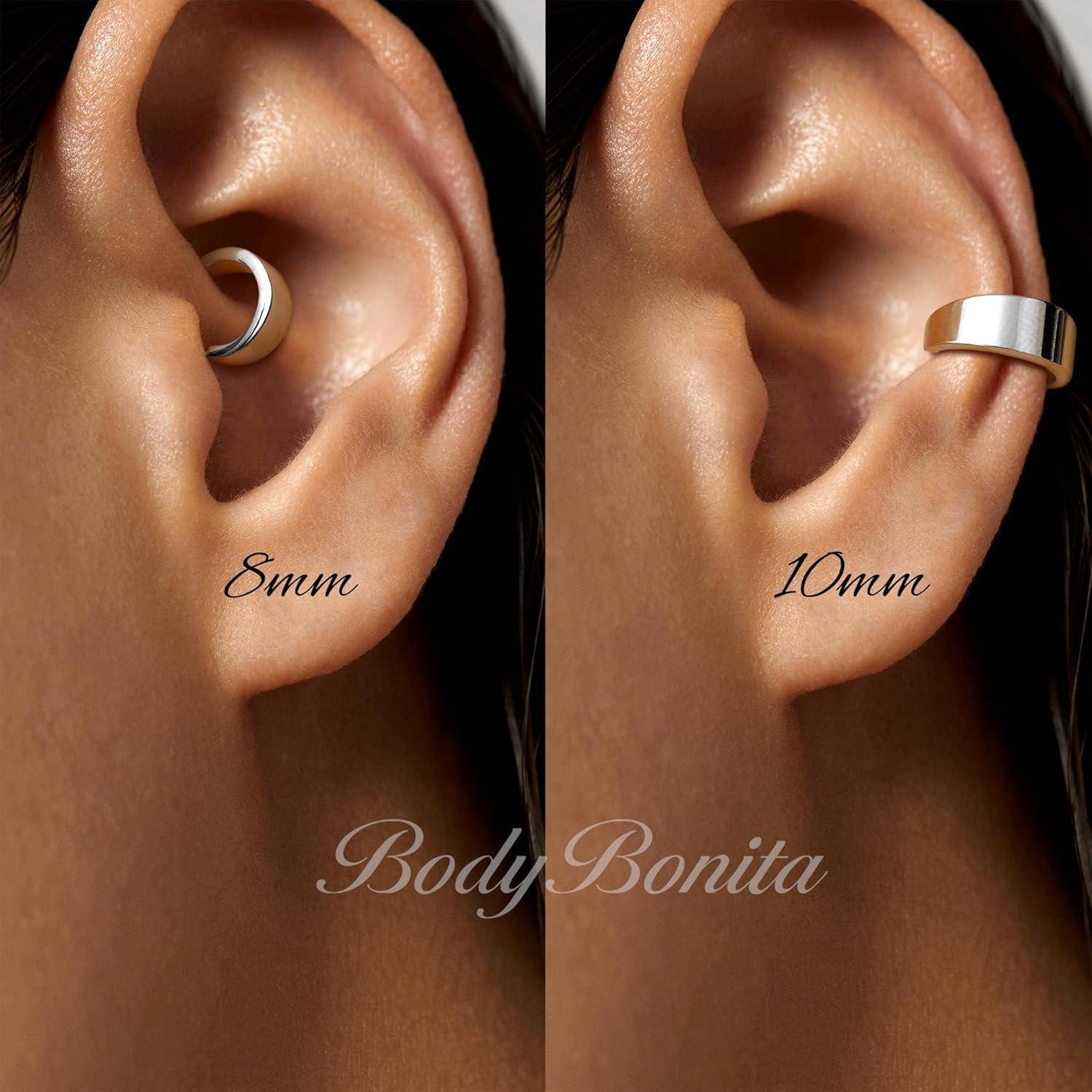 imageBodyBonita Septum Rings 16G 316L Stainless Steel Nose Rings Hoops for Men Women Septum Piercing Jewelry 8 mm 10 mmSilverSlender