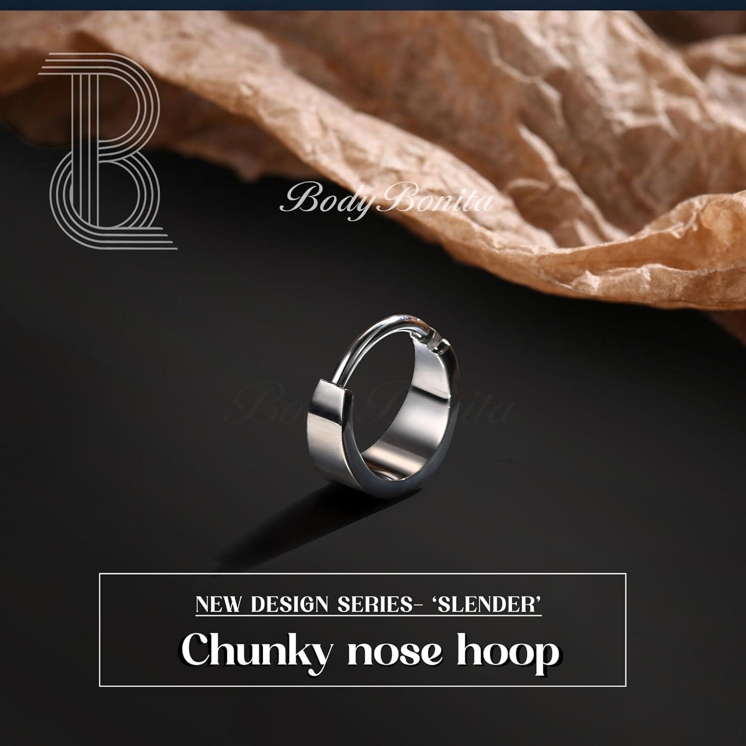 imageBodyBonita Septum Rings 16G 316L Stainless Steel Nose Rings Hoops for Men Women Septum Piercing Jewelry 8 mm 10 mmSilverSlender